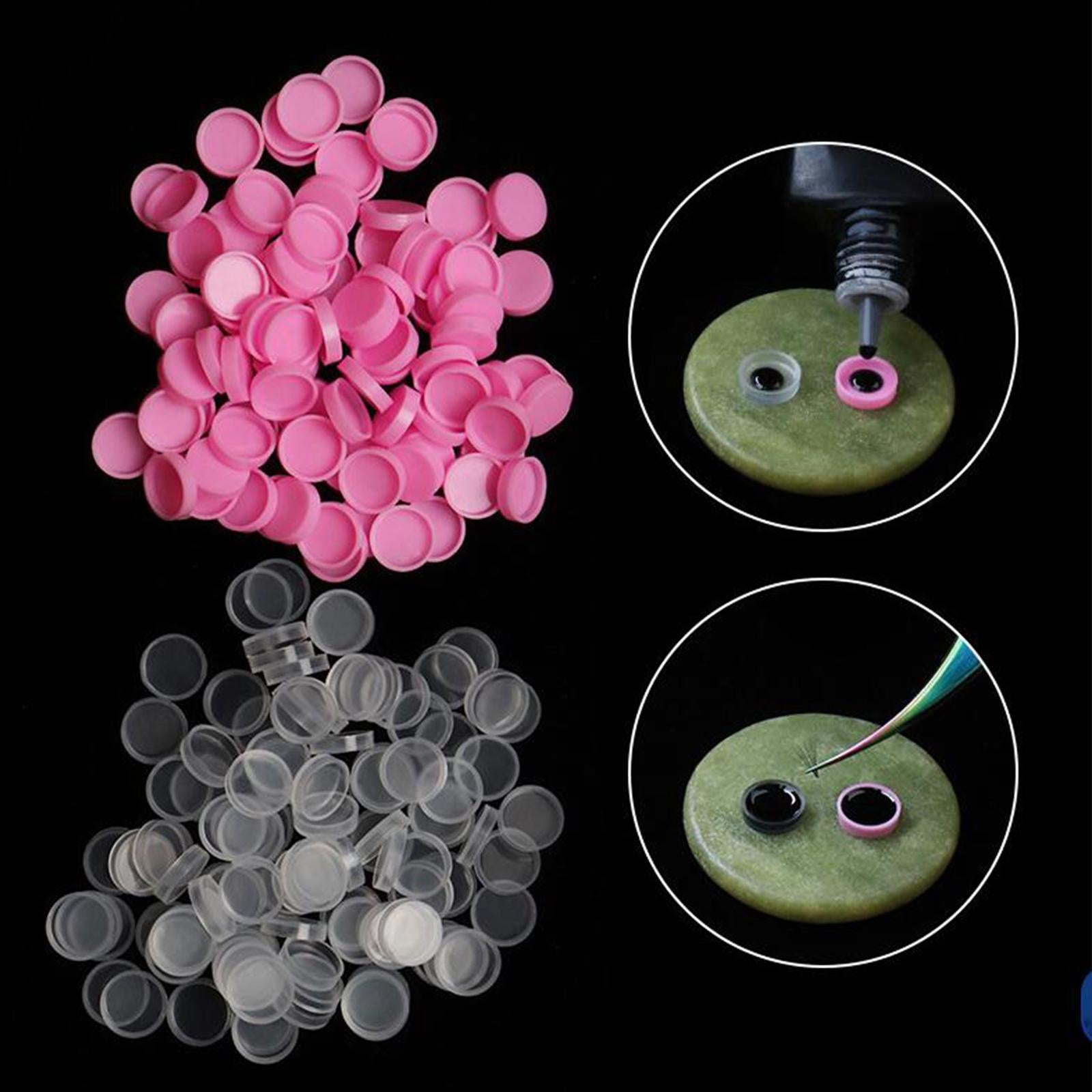 2x100Pcs Adhesive Stand Eyelash Extension Glue Holder Grafting Cup Pink