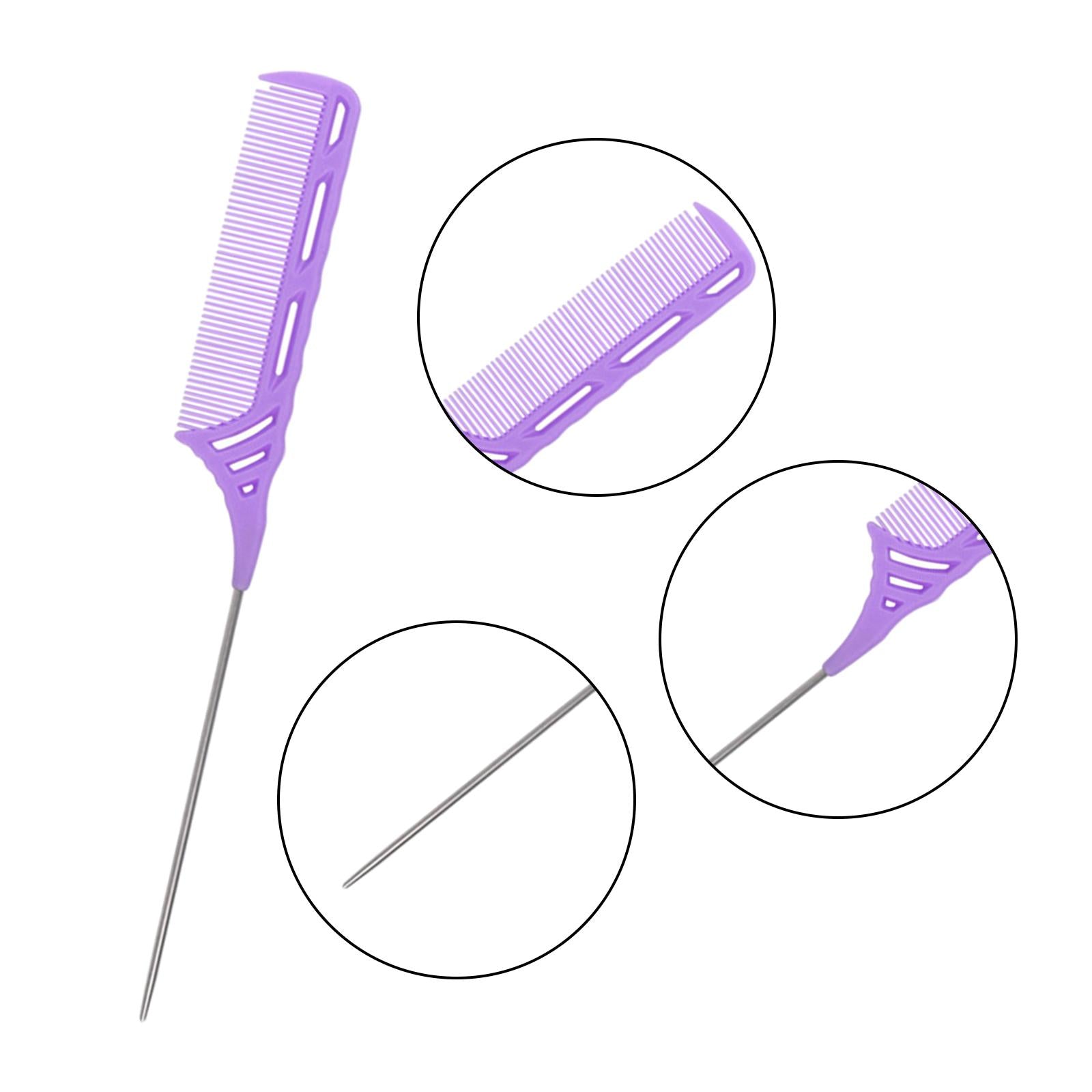 2xRat Tail Comb for Women / Men Girls Hair Styling at Home Salon purple