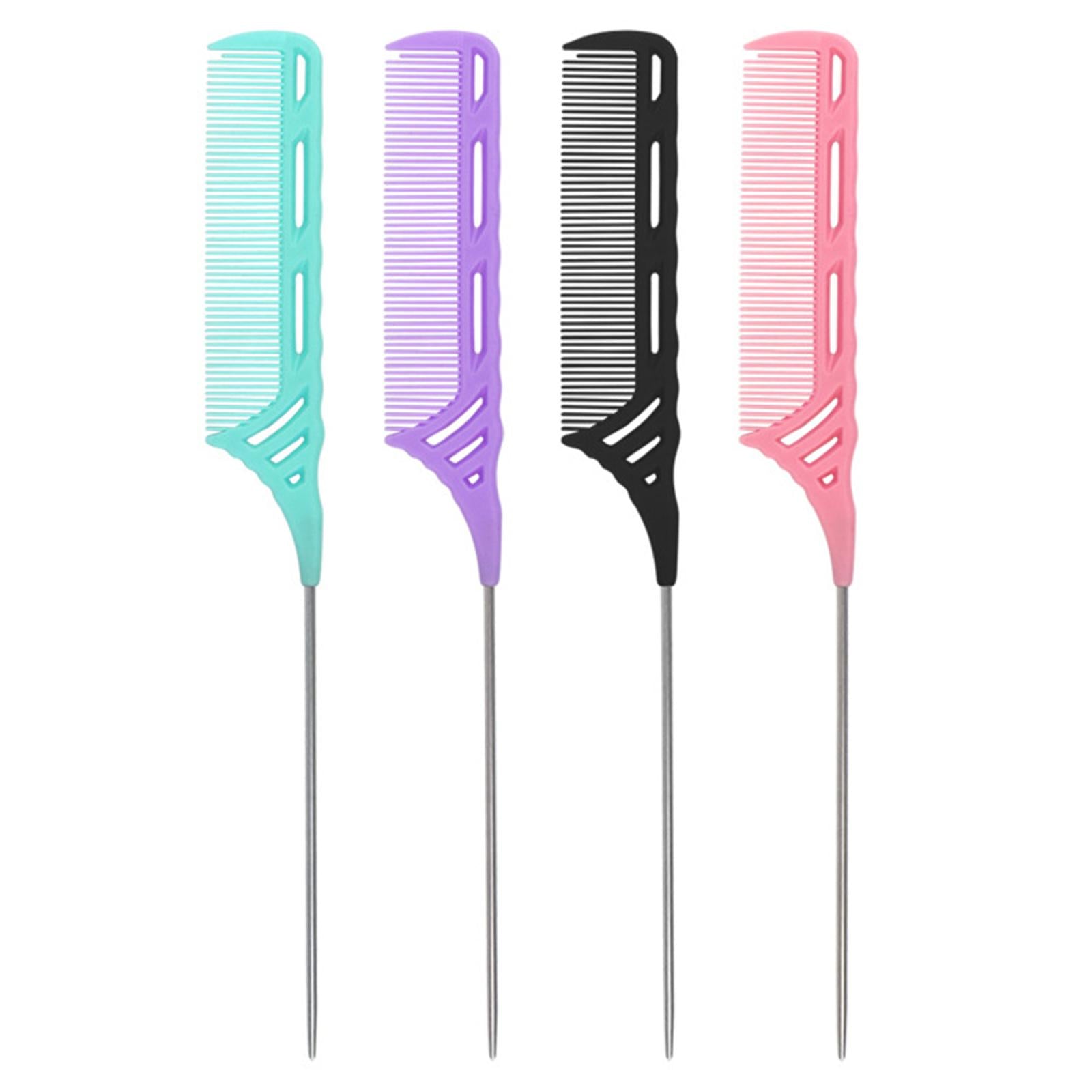 3xRat Tail Comb for Women / Men Girls Hair Styling at Home Salon purple