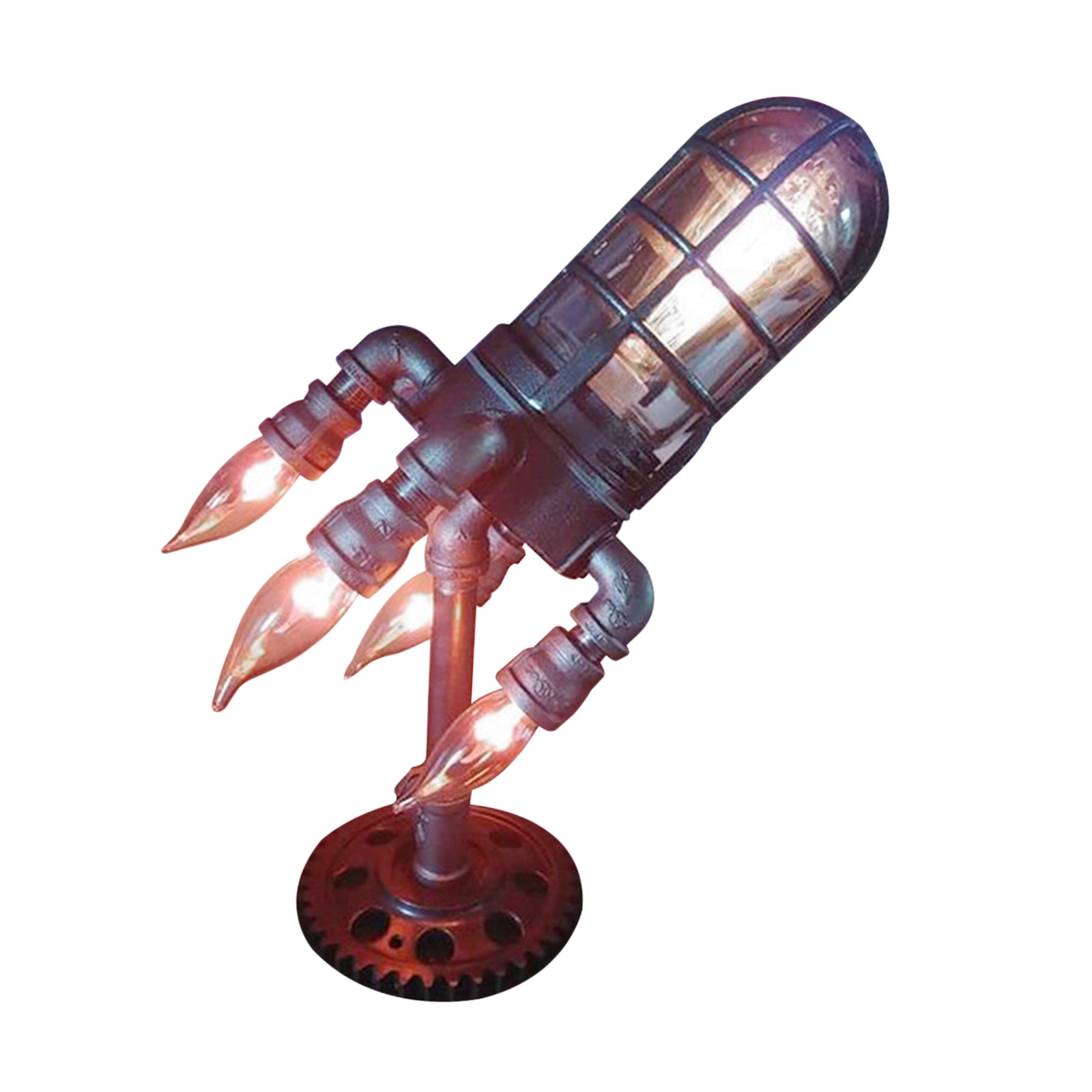 Creative Rocket Night Light Simulated Flame Desk Lamp Bedside Decoration