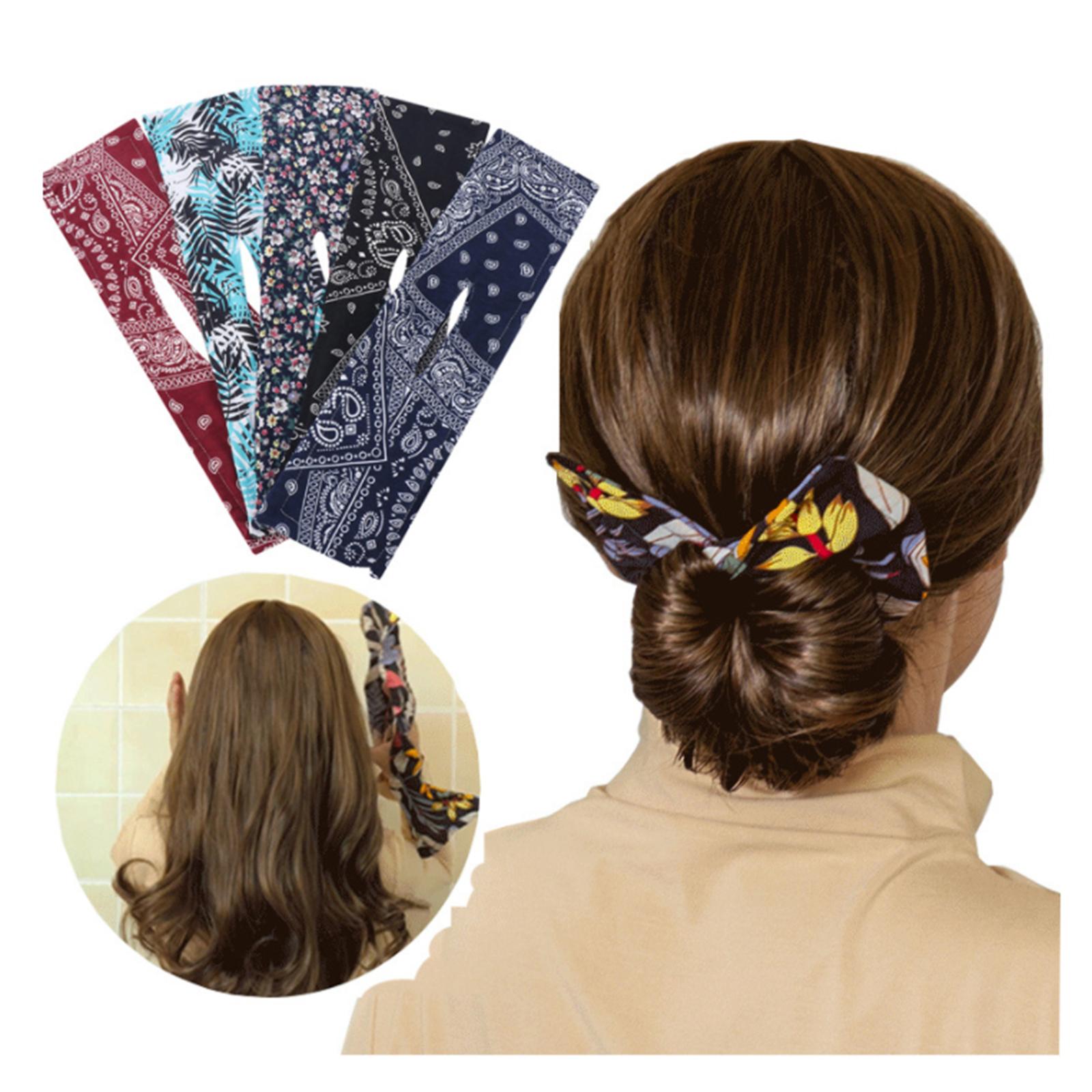 Deft Bun Maker Hair Bands Women Summer Knotted Print Wire Headband I