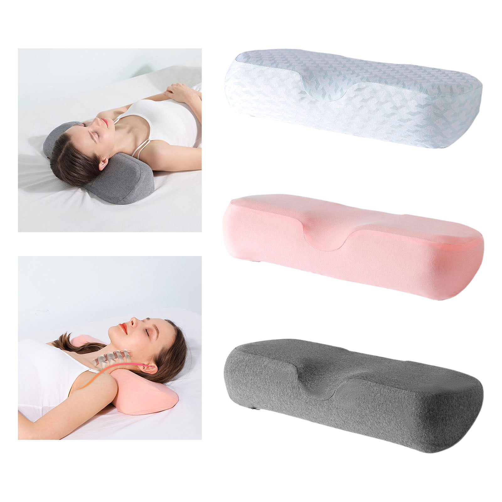 Cervical Pillow Memory Foam for Orthopedic Stomach Sleepers Stress Blue