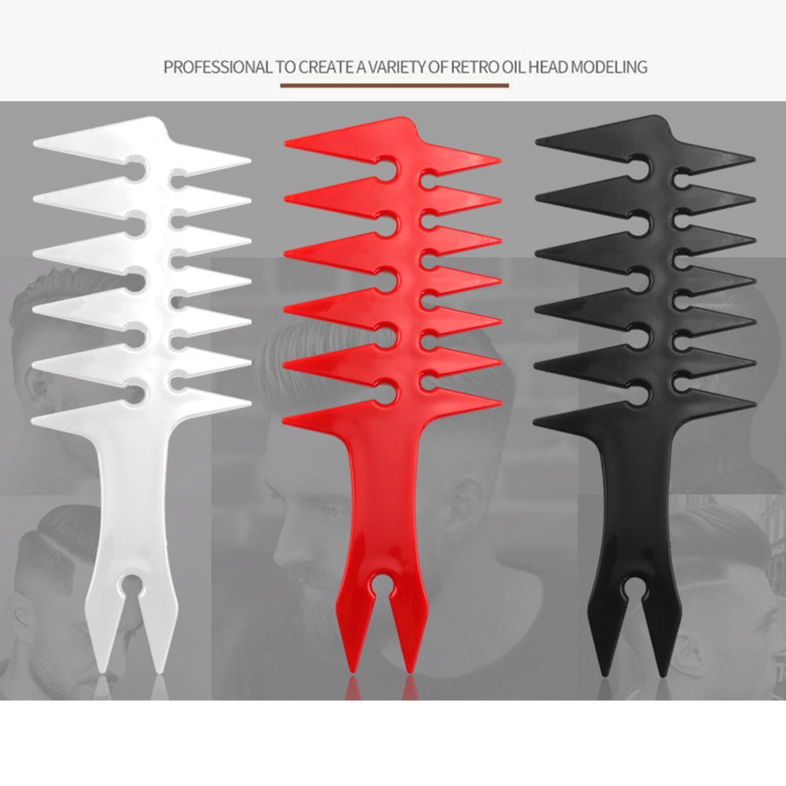 2xMen's Pompadour Hairstyling Combs Wide Tooth Fork Comb Retro Oil Head White