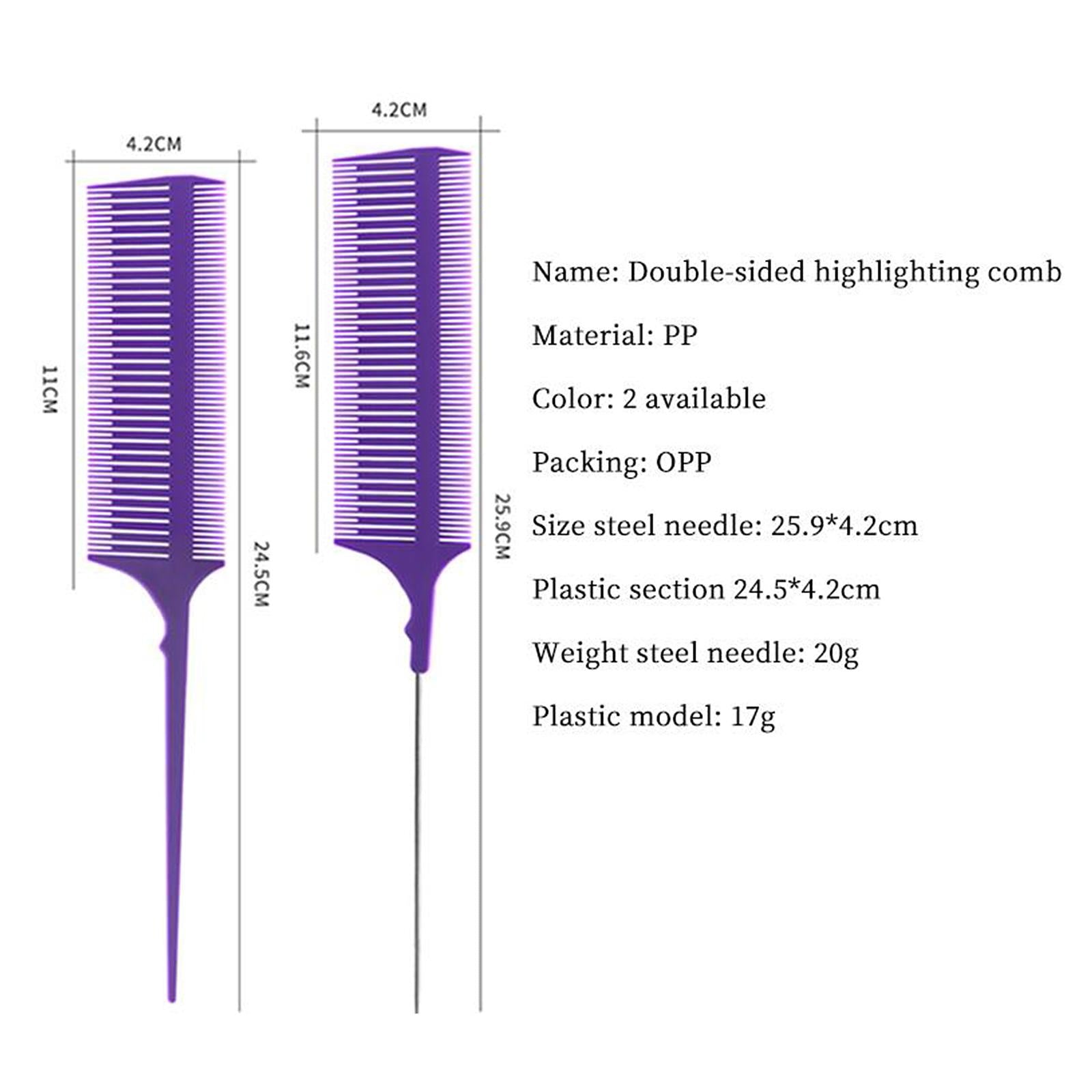 2xHair Highlighting 2-Sided Weaving Dyeing Parting Comb Plastic Pintail black