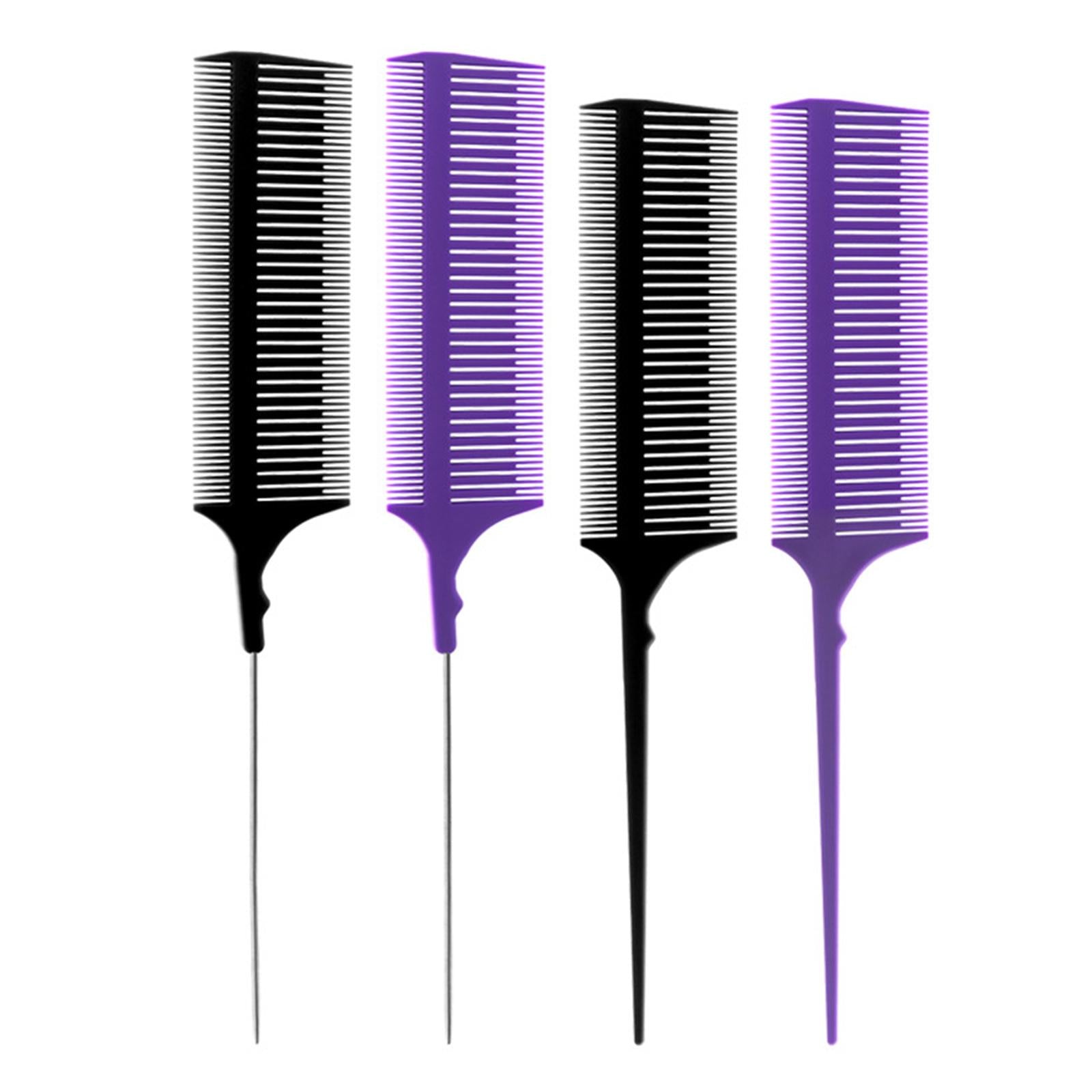 2xHair Highlighting 2-Sided Weaving Dyeing Parting Comb Plastic Pintail black