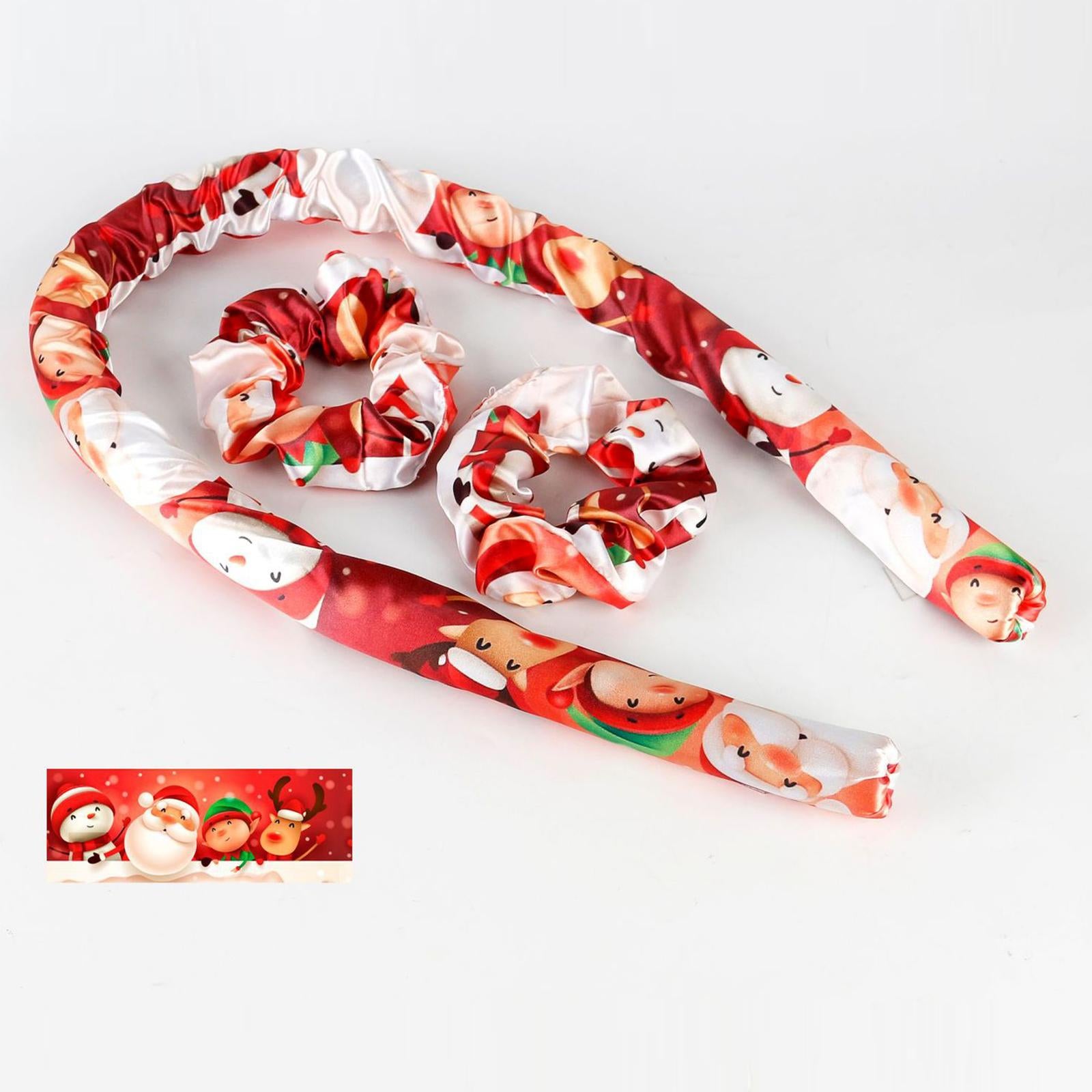 Curling Rod Heatless Headband for Long Medium Hair Natural Hair Santa Claus