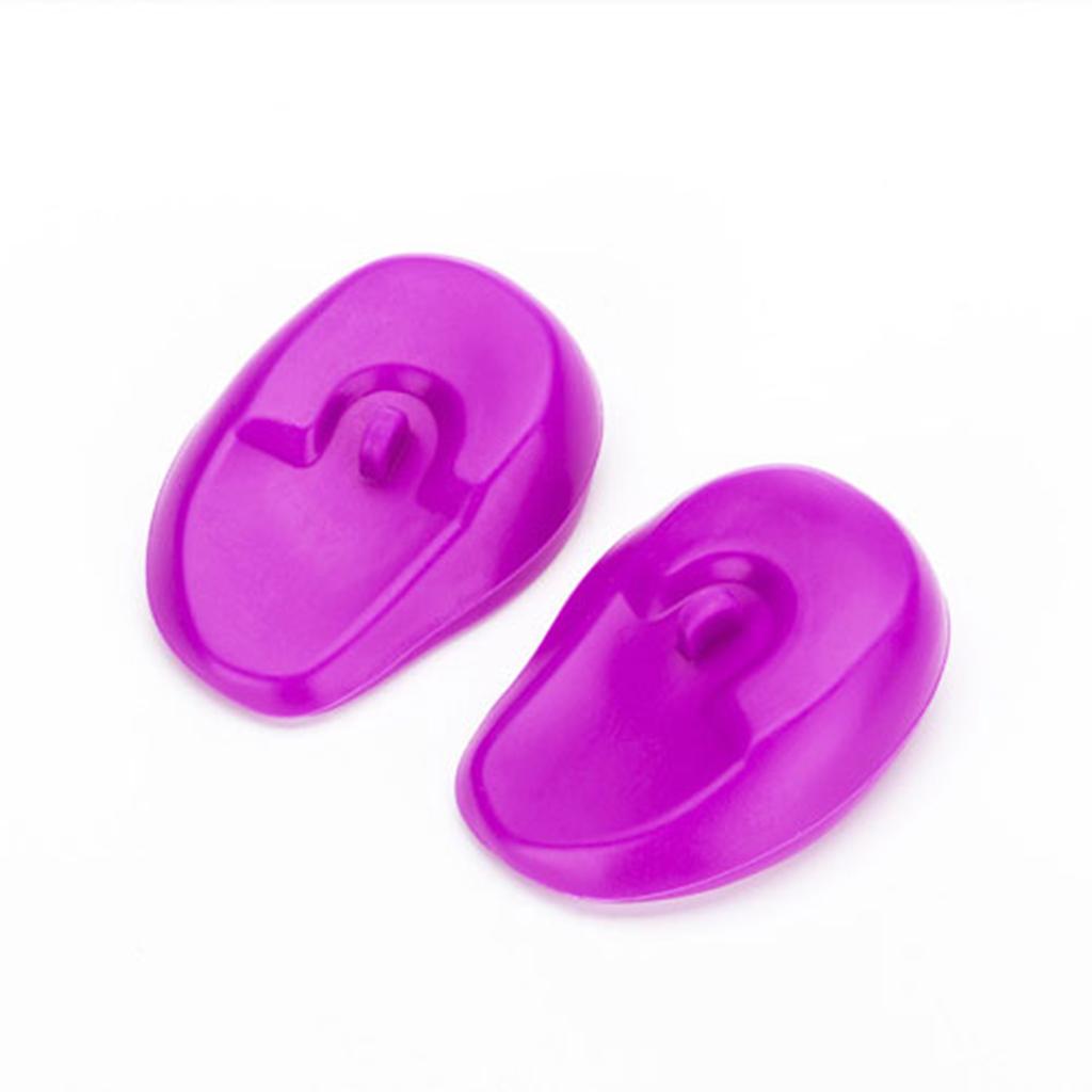 2x2 Pieces Ear Cover Protector Waterproof Ear Caps Hair Salon Coloring Purple