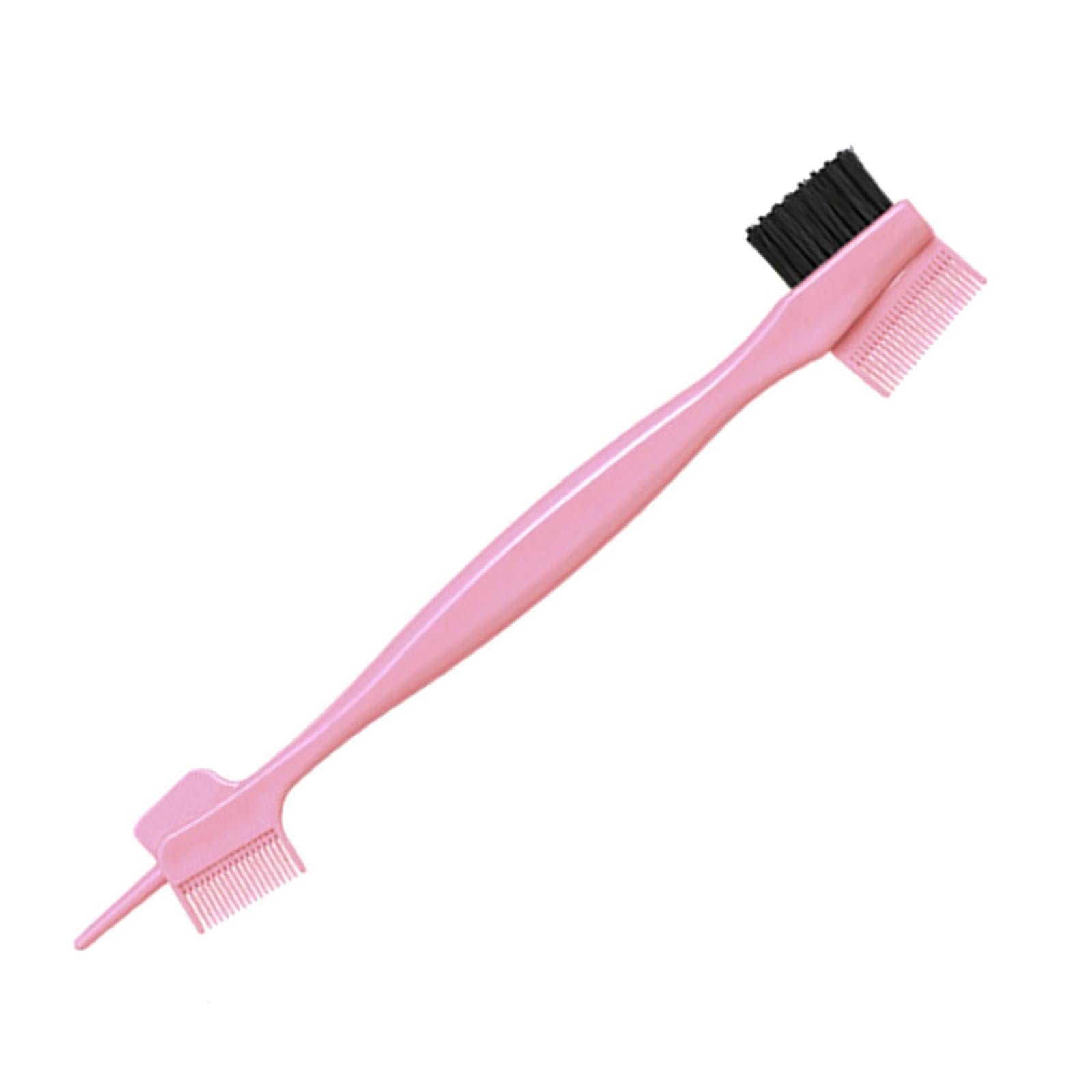 4xEyebrow Brush Comb Double-Sides Beauty Tool for Makeup Women Travel Pink