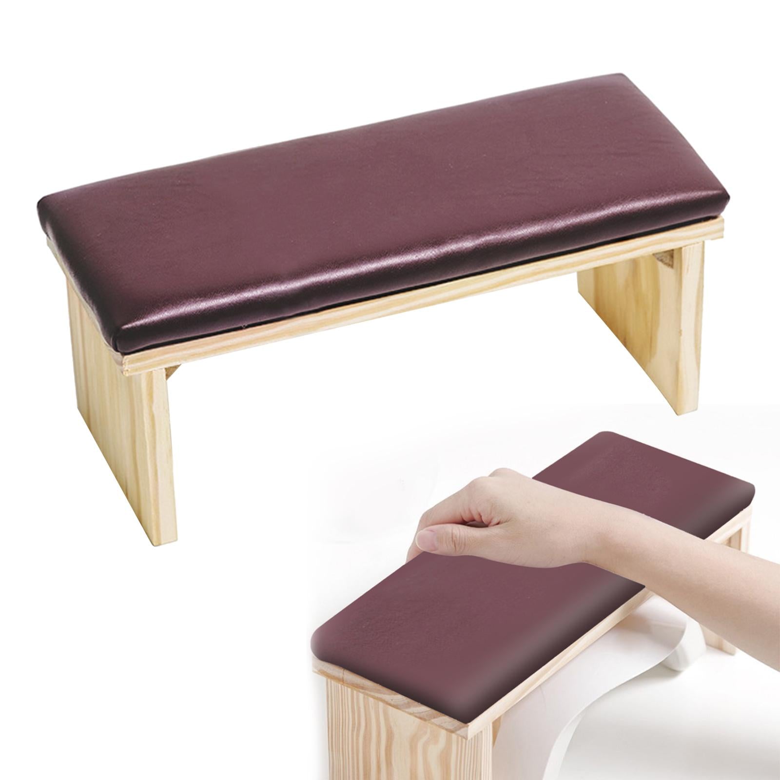 Arm Rest Cushion Waterproof Double-Layer Wood for Nail Tech Use Salon Arm Dark Coffee