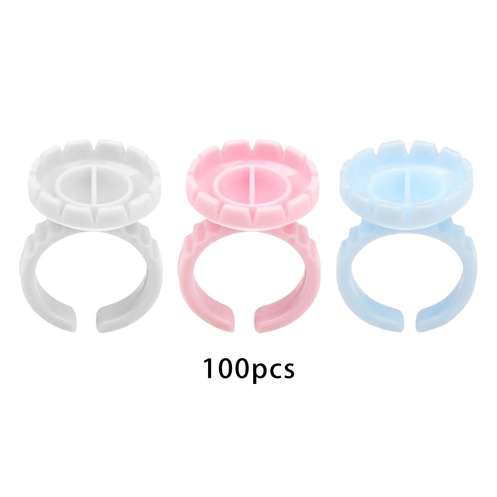 2x100x Glue Rings Lash Glue Cups for Tattoo Volume Lash Makeup White