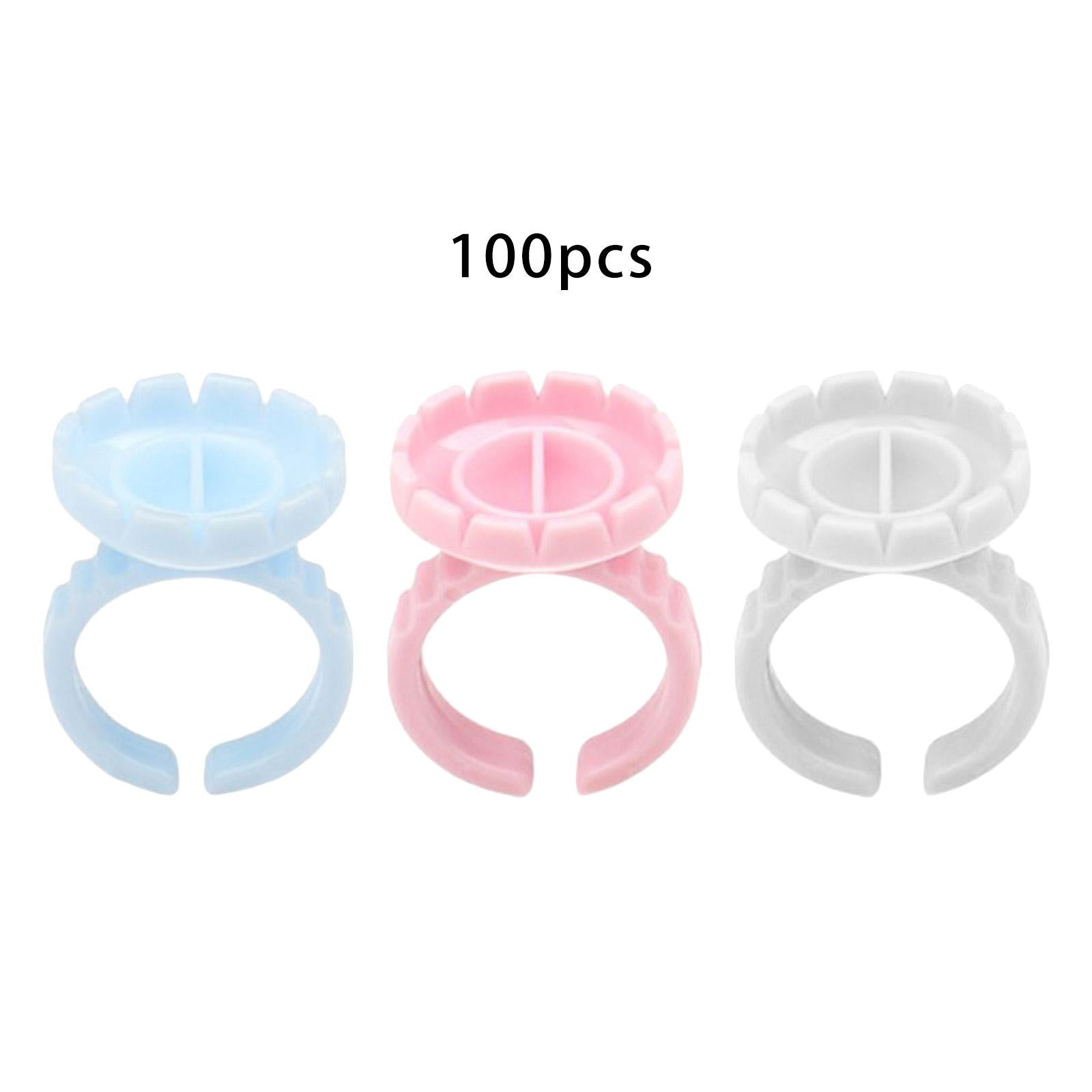 3x100x Glue Rings Lash Glue Cups for Tattoo Volume Lash Makeup White
