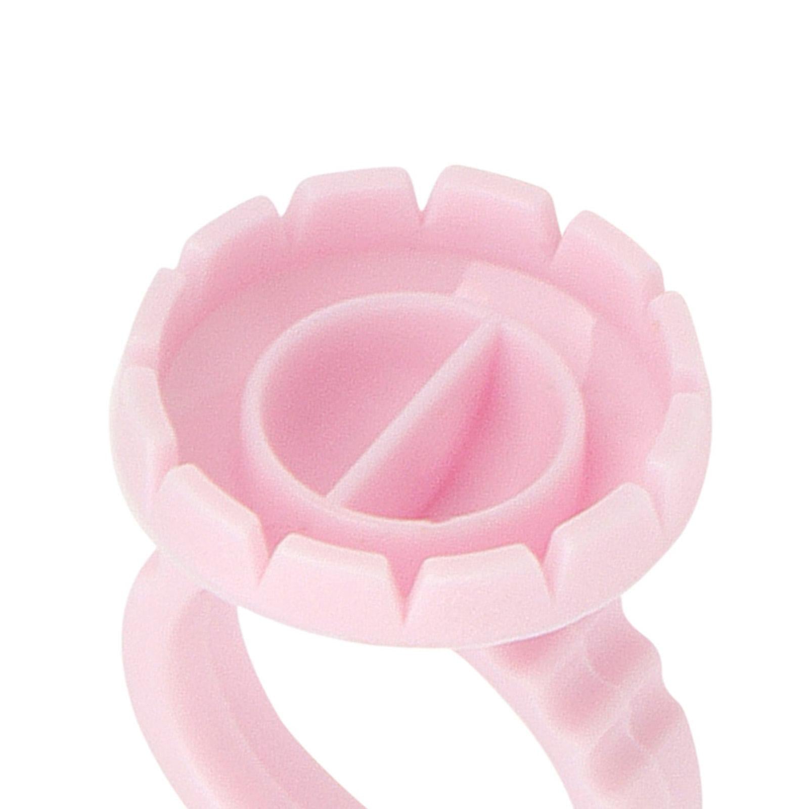 3x100x Glue Rings Lash Glue Cups for Tattoo Volume Lash Makeup Pink