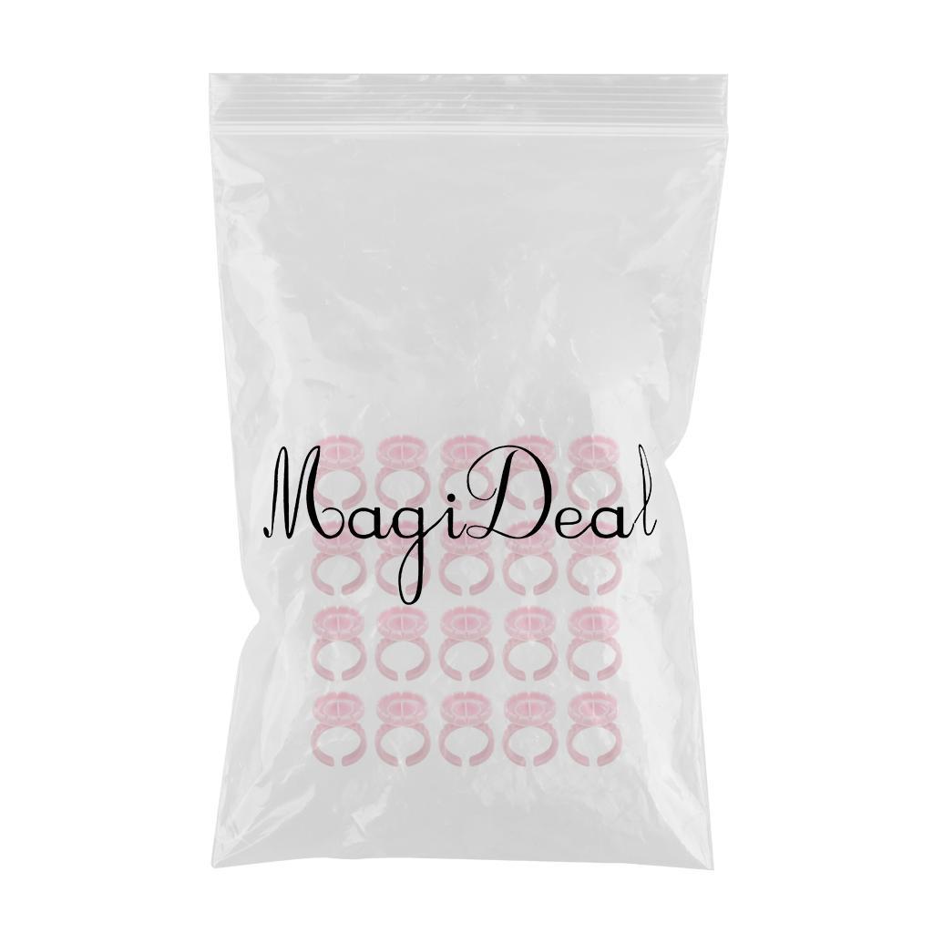 3x100x Glue Rings Lash Glue Cups for Tattoo Volume Lash Makeup Pink