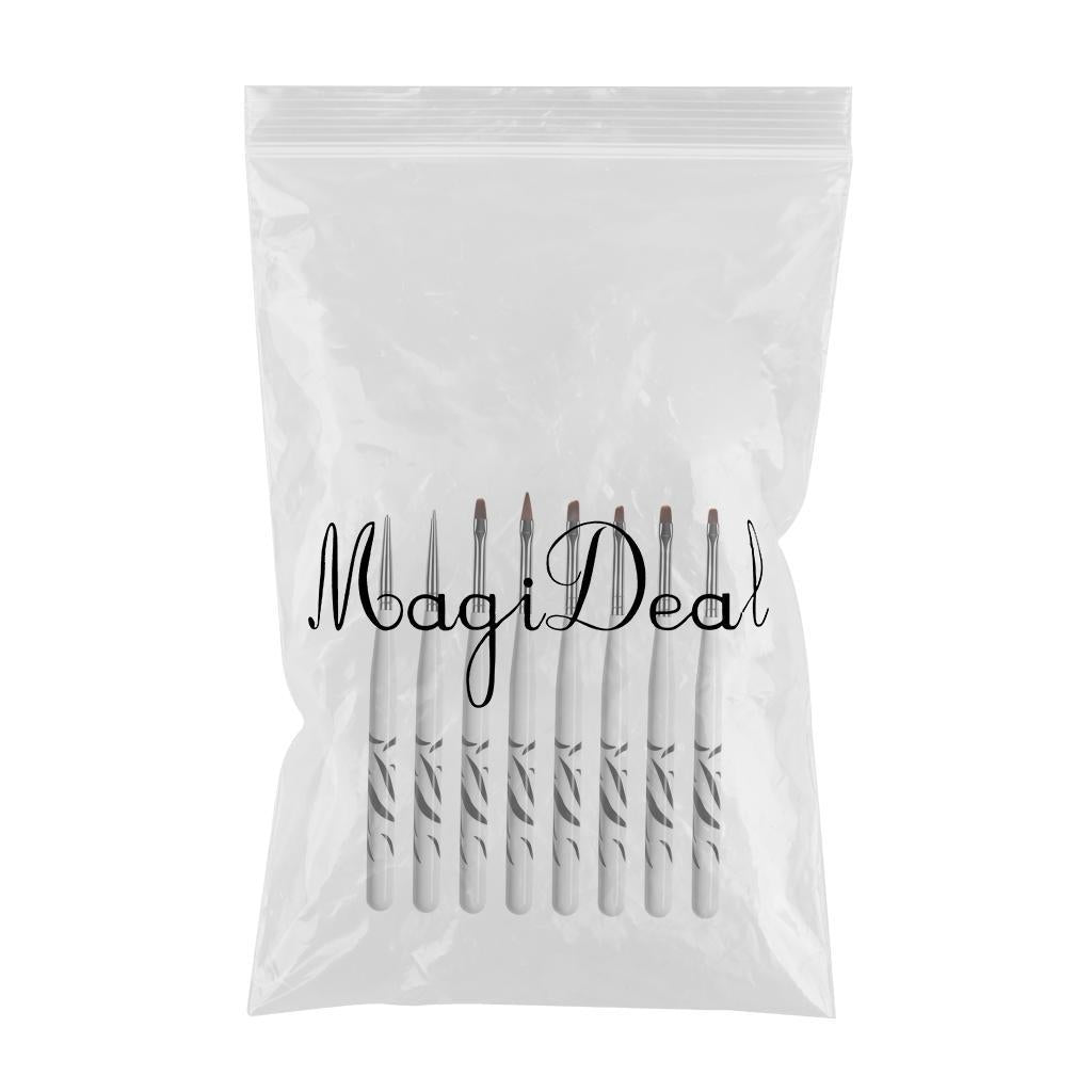 3x8 Pieces Gel Nail Brush Pen Professional Round DIY Nail Extension Gel Brush