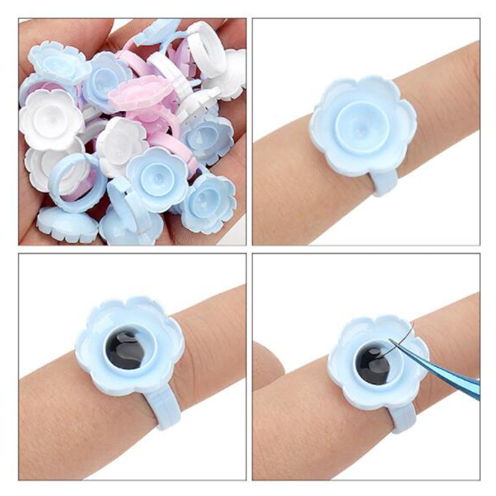 100x Eyelash Glue Fan Cup Rings Glue Cups Beauty Salon Glue Rings White