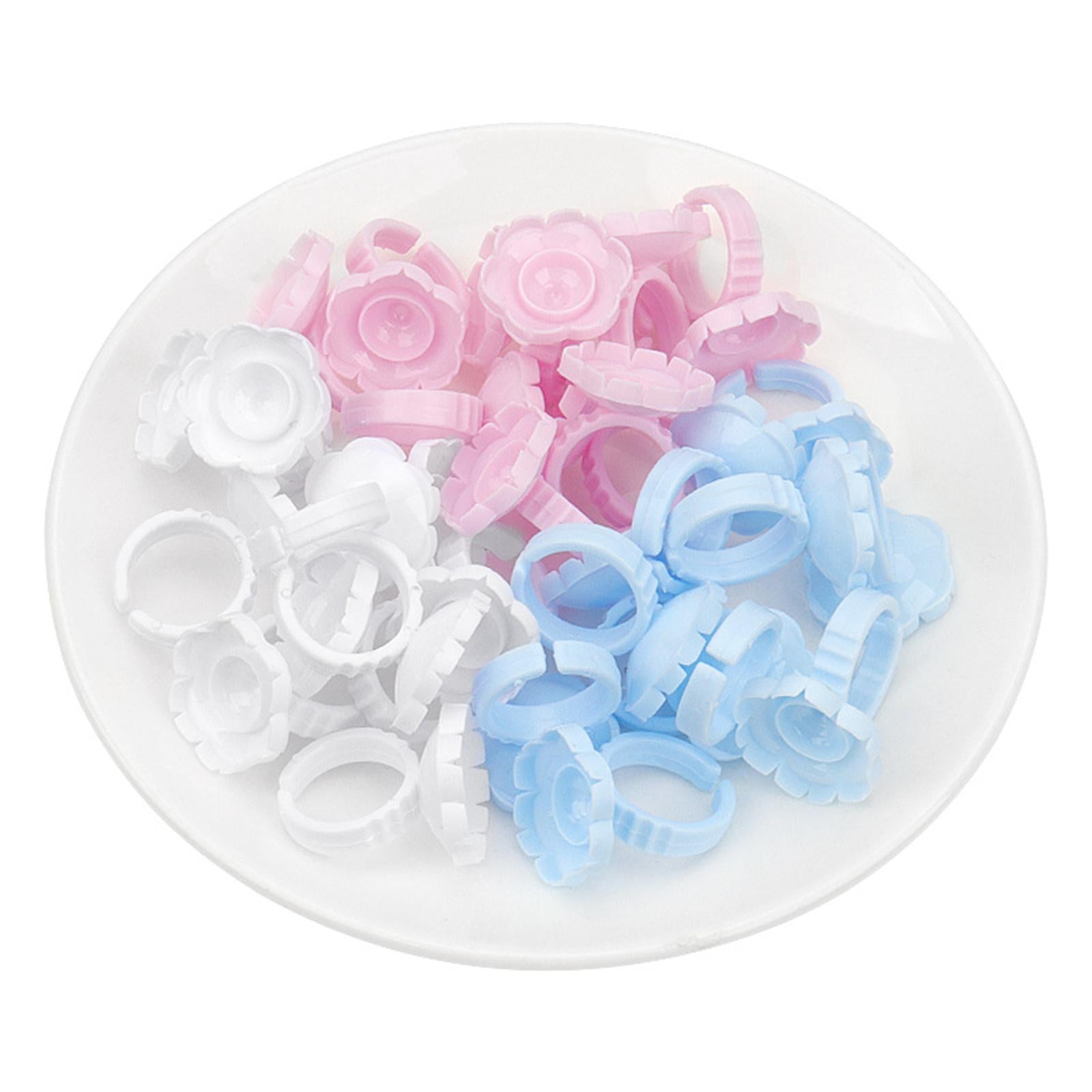 100x Eyelash Glue Fan Cup Rings Glue Cups Beauty Salon Glue Rings White
