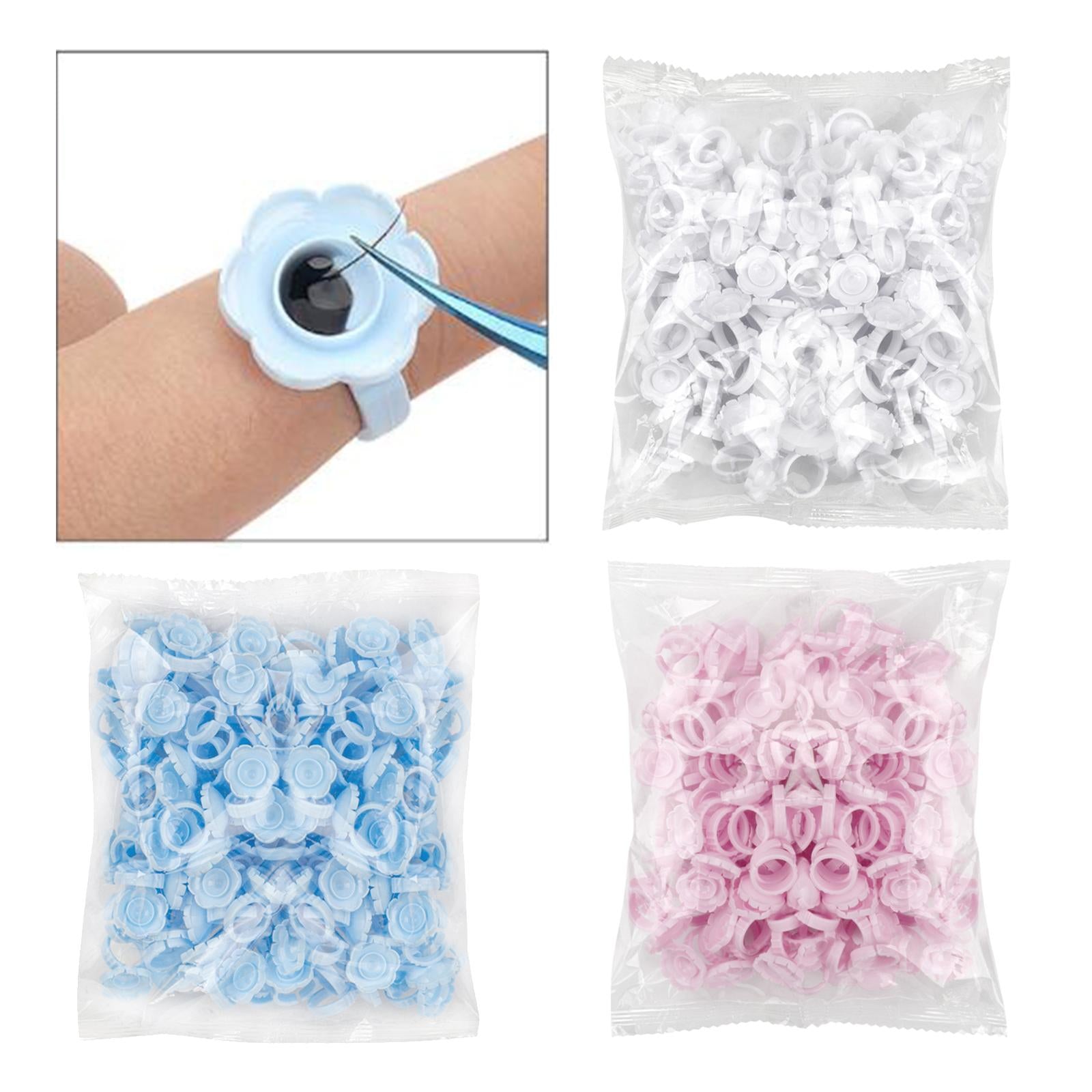 100x Eyelash Glue Fan Cup Rings Glue Cups Beauty Salon Glue Rings White