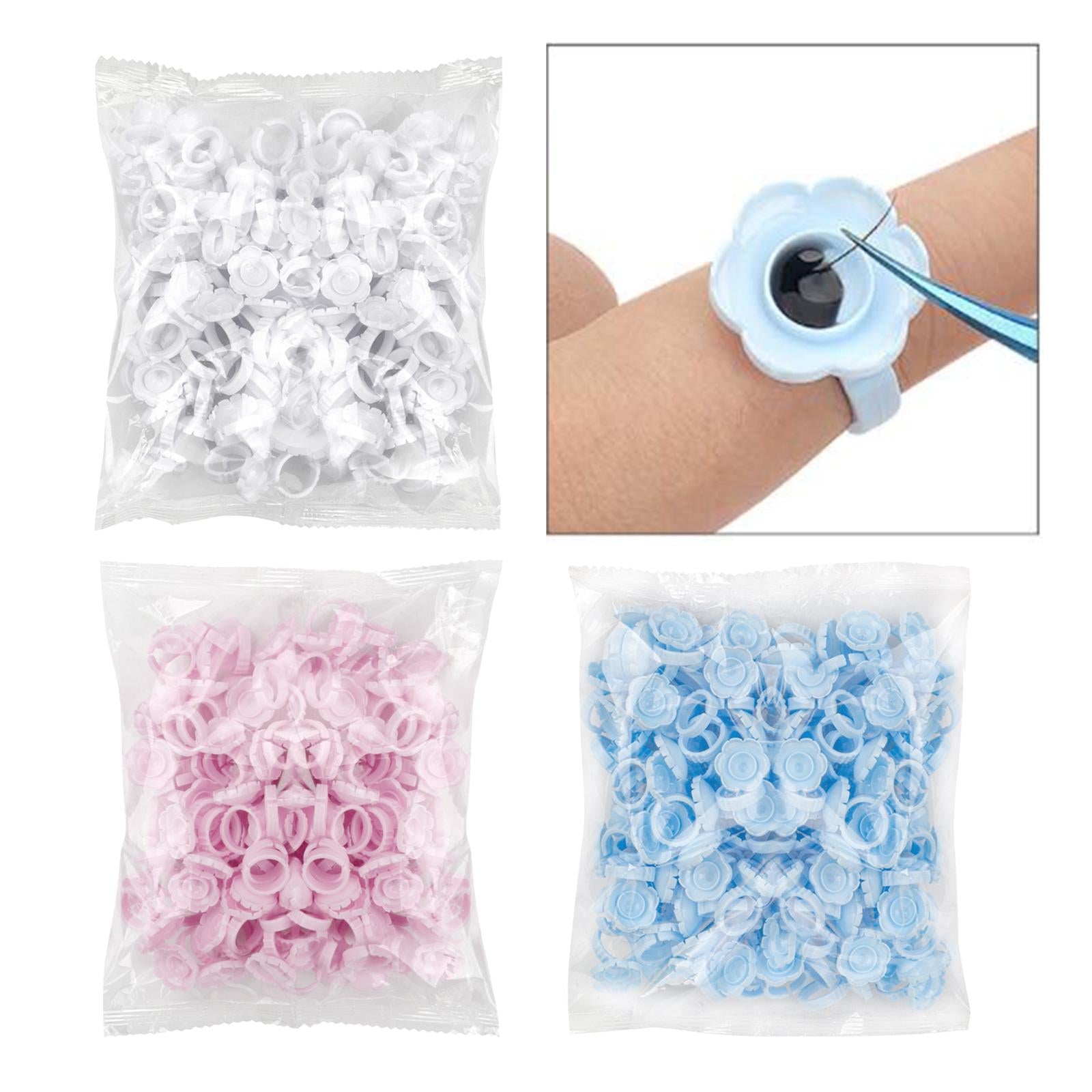 100x Eyelash Glue Fan Cup Rings Glue Cups Beauty Salon Glue Rings White