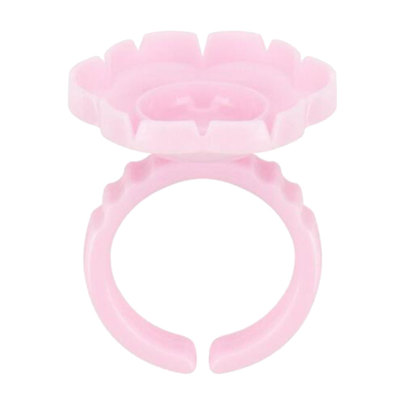 100x Eyelash Glue Fan Cup Rings Glue Cups Beauty Salon Glue Rings Pink