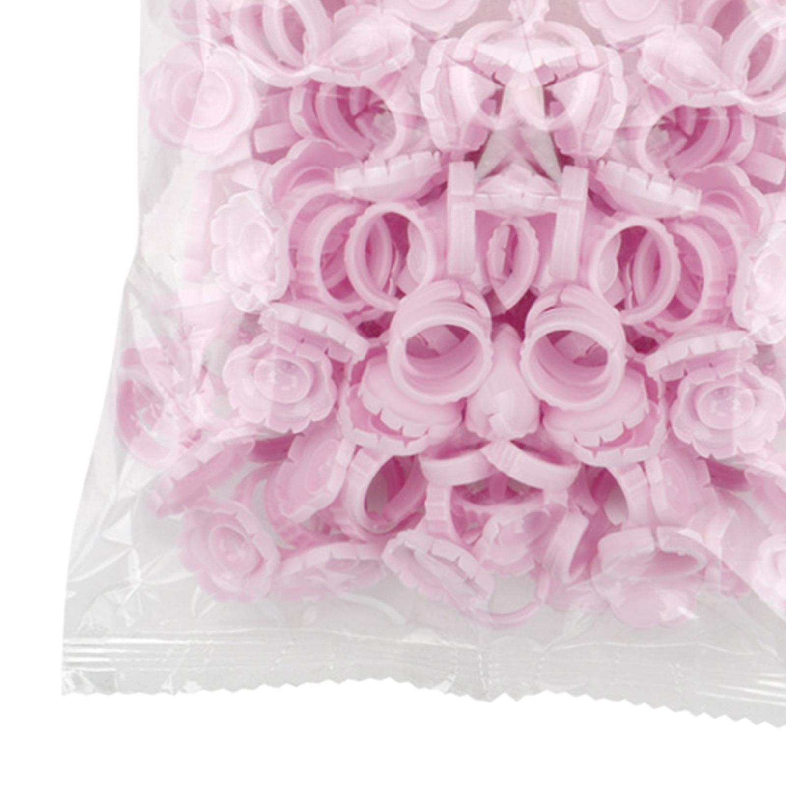 100x Eyelash Glue Fan Cup Rings Glue Cups Beauty Salon Glue Rings Pink