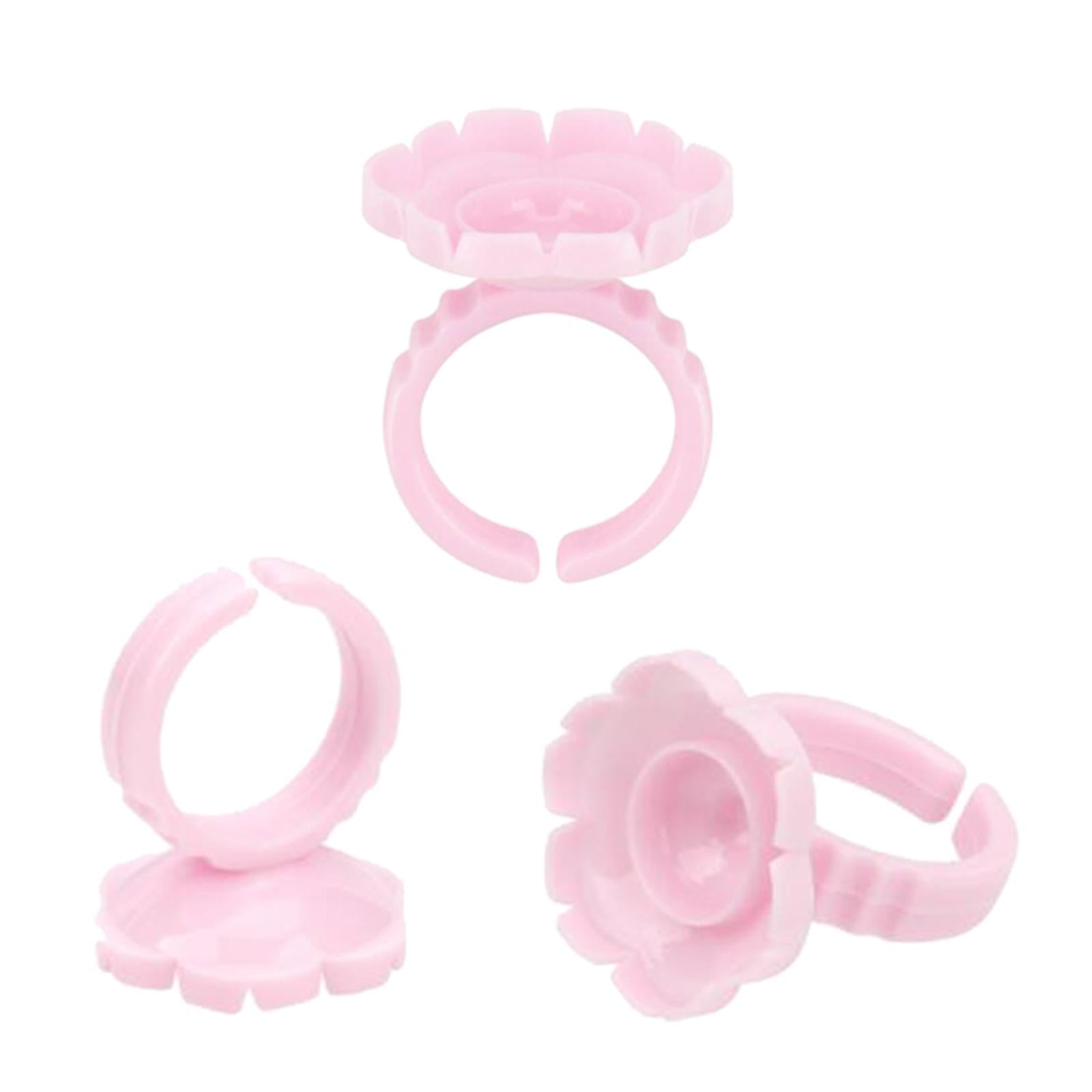 100x Eyelash Glue Fan Cup Rings Glue Cups Beauty Salon Glue Rings Pink