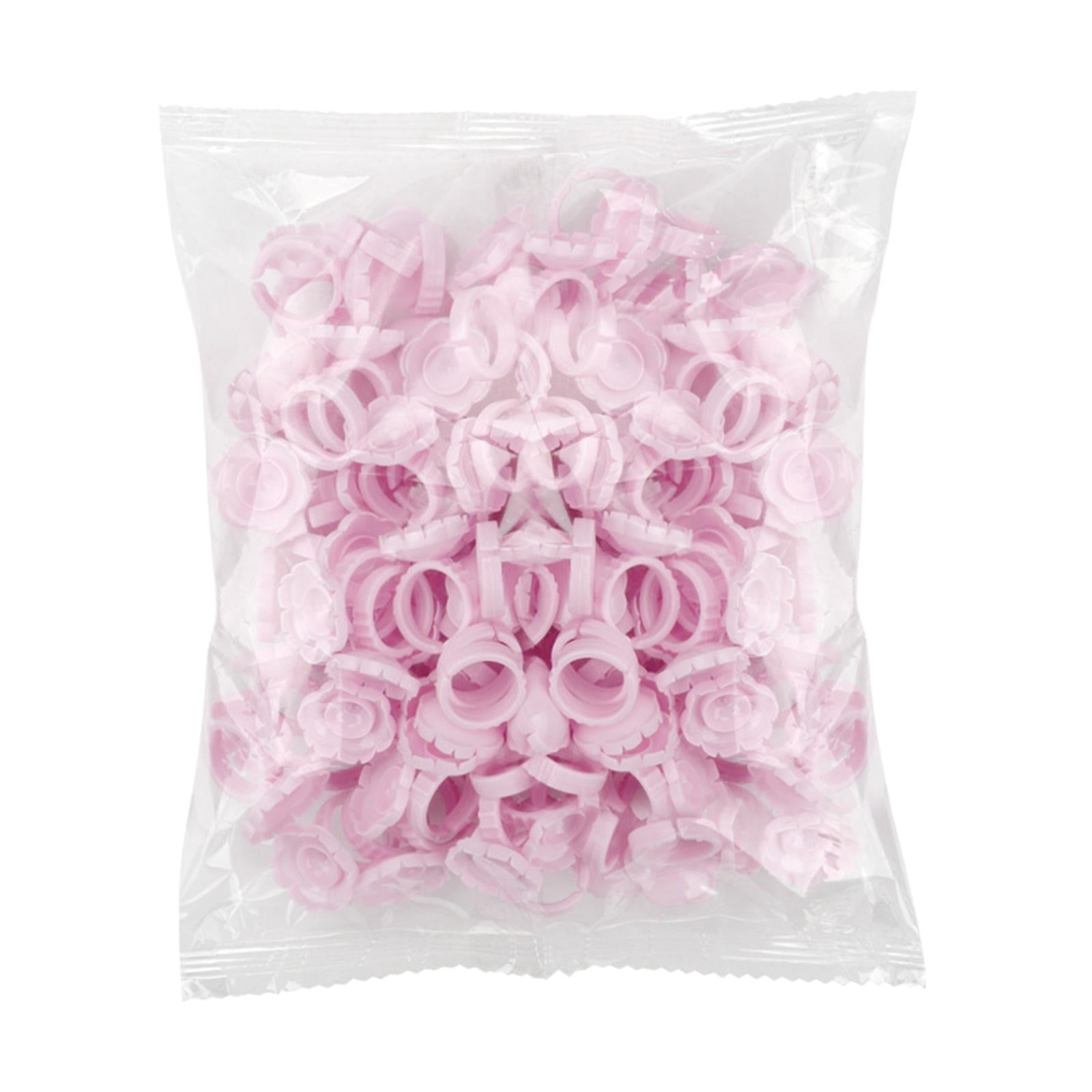 100x Eyelash Glue Fan Cup Rings Glue Cups Beauty Salon Glue Rings Pink