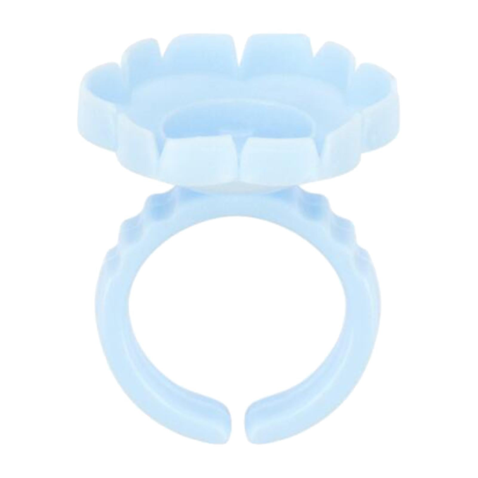 100x Eyelash Glue Fan Cup Rings Glue Cups Beauty Salon Glue Rings Blue