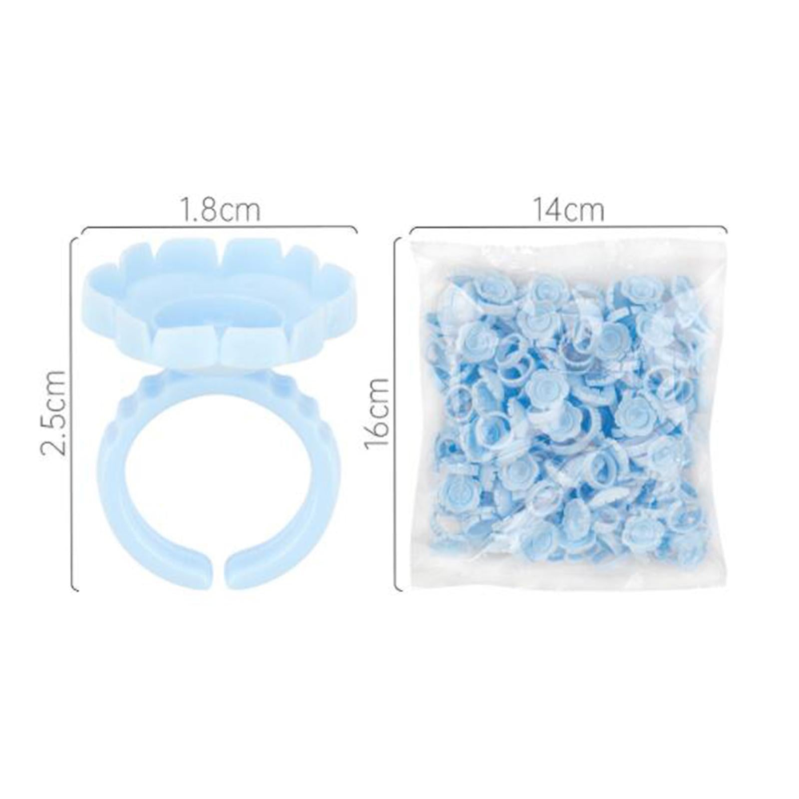 100x Eyelash Glue Fan Cup Rings Glue Cups Beauty Salon Glue Rings Blue