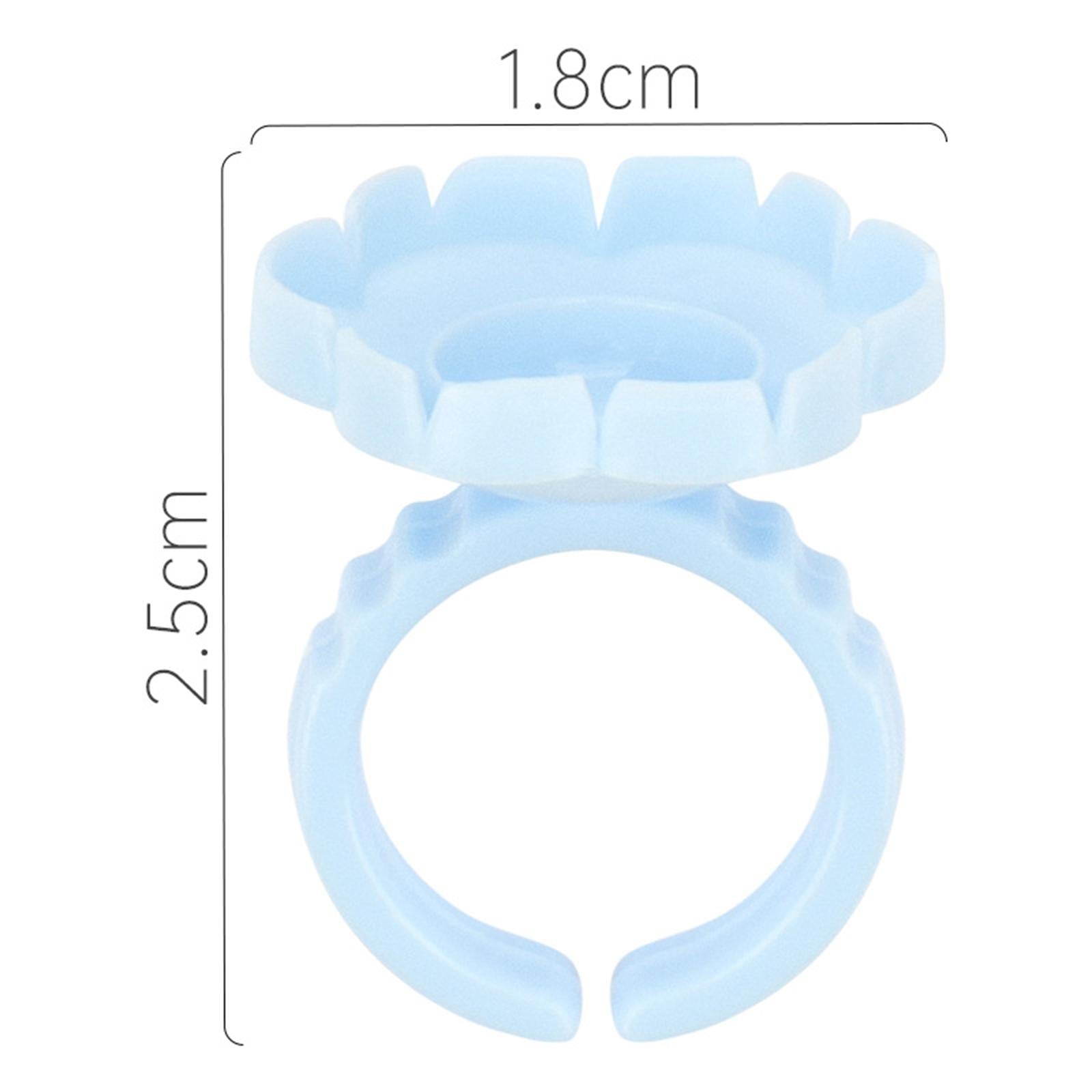 100x Eyelash Glue Fan Cup Rings Glue Cups Beauty Salon Glue Rings Blue