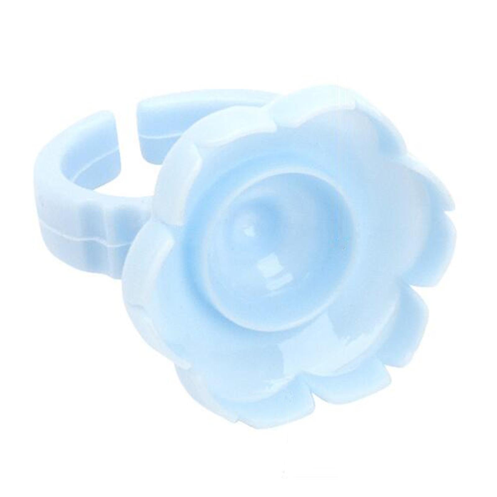 100x Eyelash Glue Fan Cup Rings Glue Cups Beauty Salon Glue Rings Blue