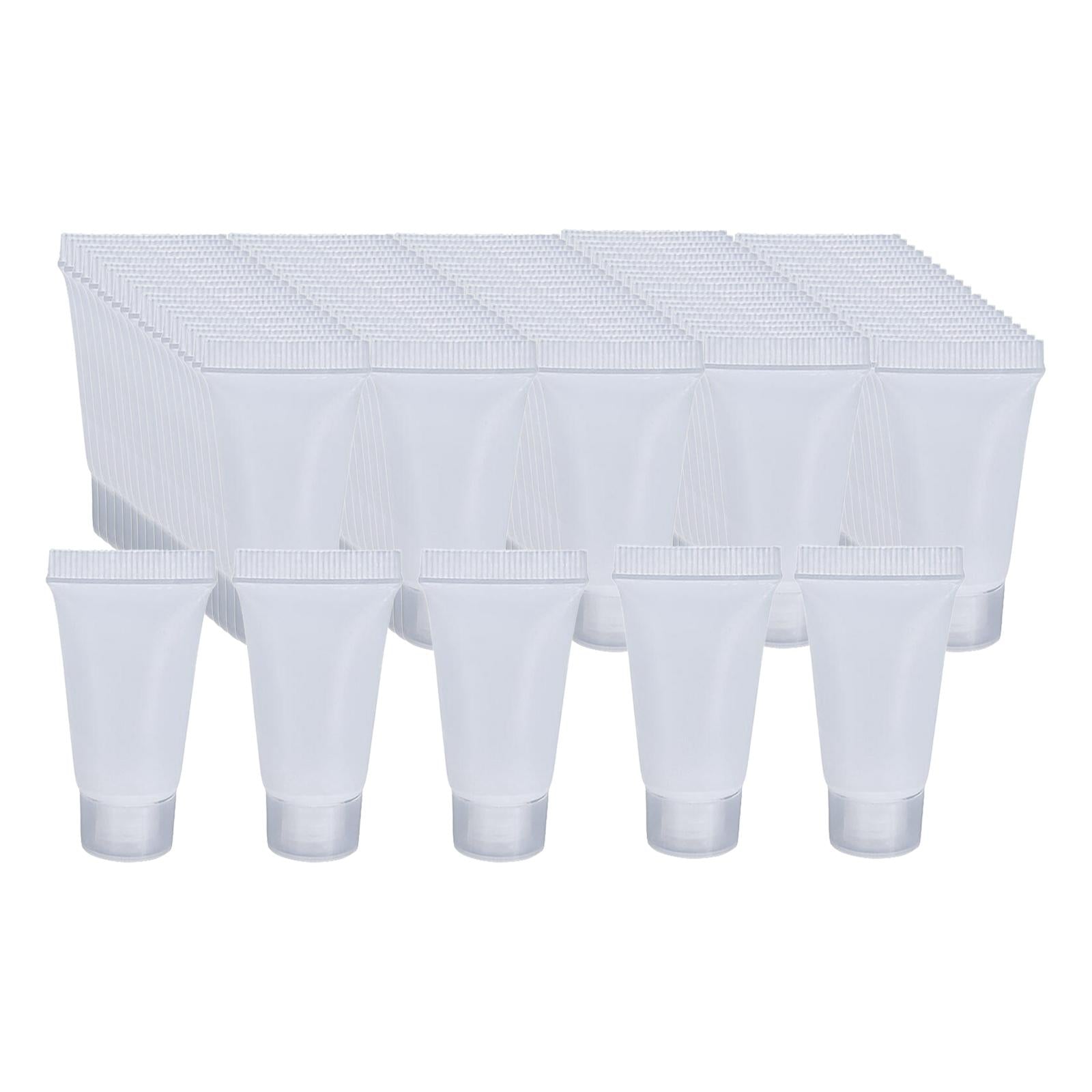 100Pcs Empty Soft Tubes Bottle 5ml with Caps for Makeup Cream glossy white