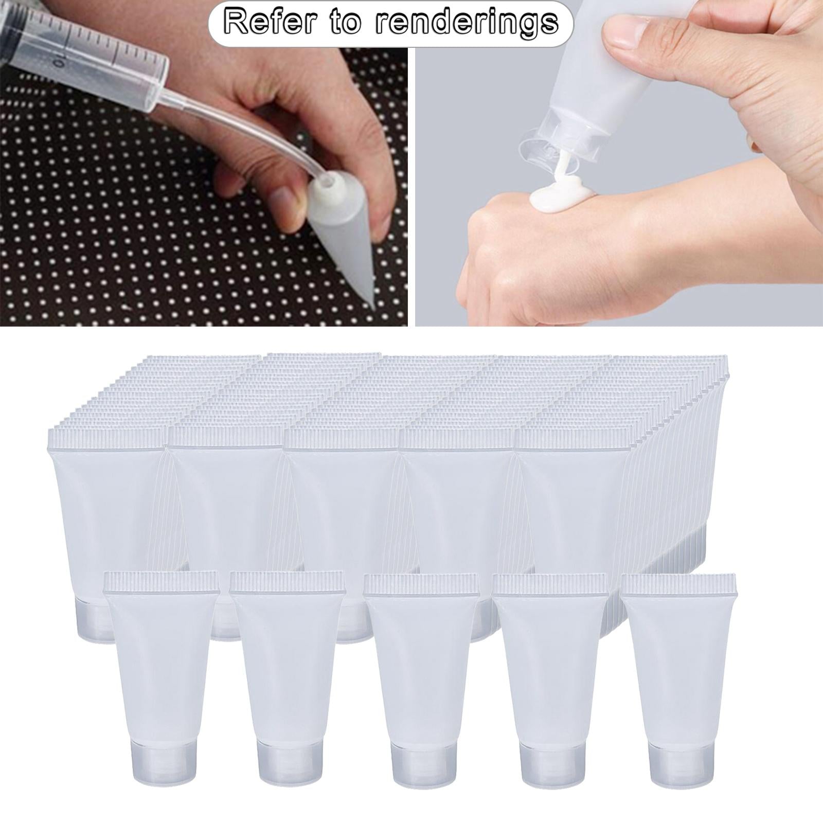 100Pcs Empty Soft Tubes Bottle 5ml with Caps for Makeup Cream glossy white