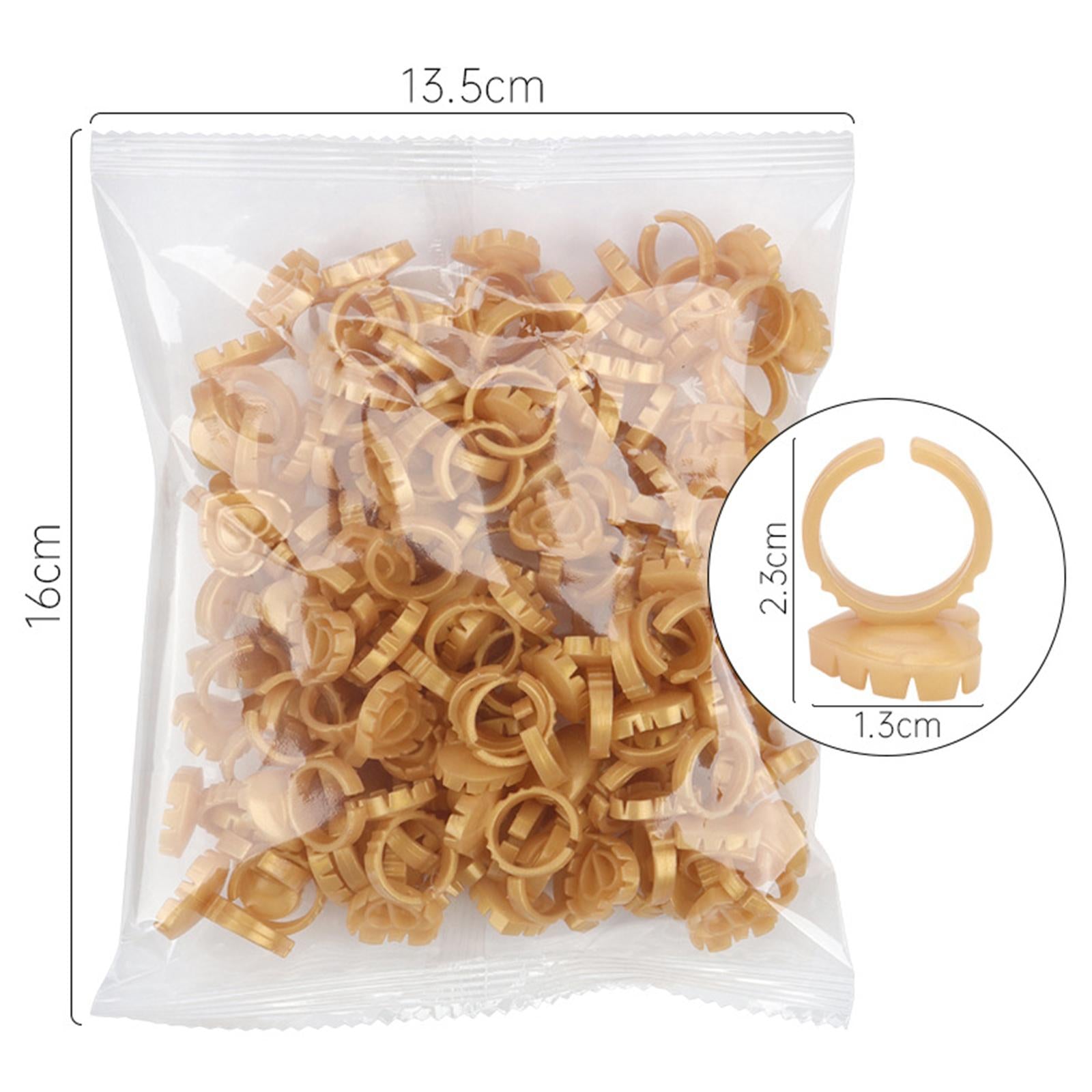 100 Pieces Disposable Glue Rings Grafting Eyelashes for Salon Nail Art Gold