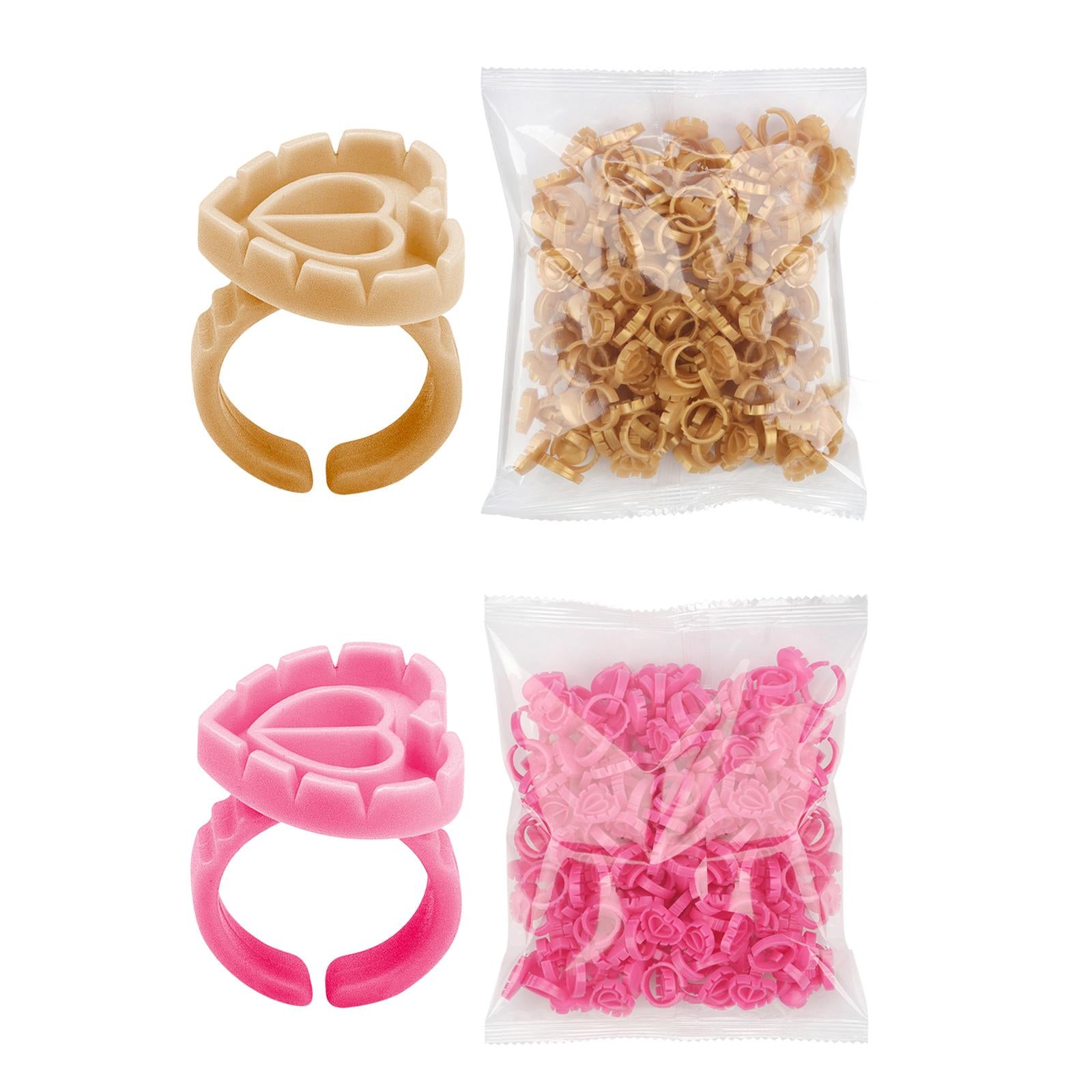 100 Pieces Disposable Glue Rings Grafting Eyelashes for Salon Nail Art Gold