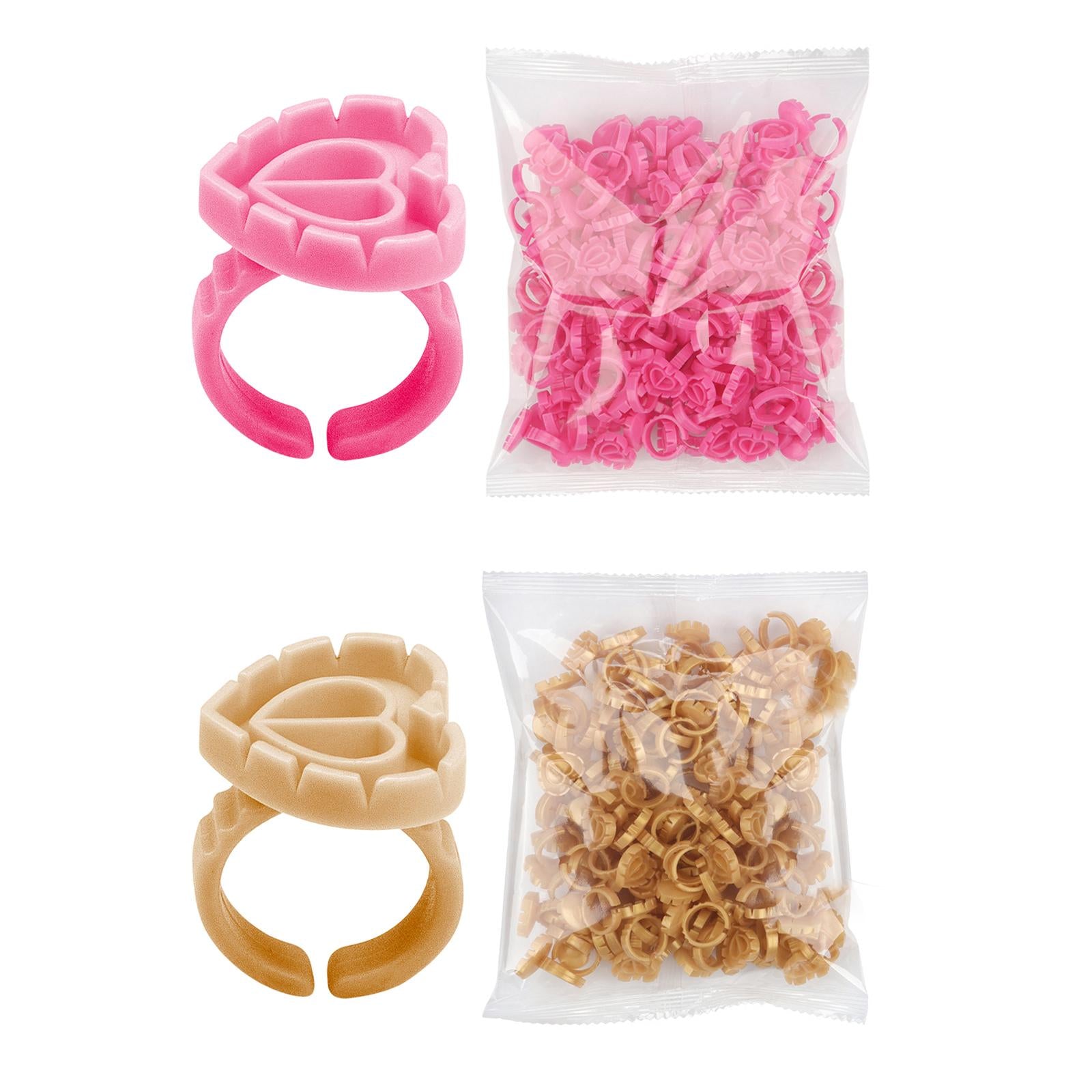 100 Pieces Disposable Glue Rings Grafting Eyelashes for Salon Nail Art Gold