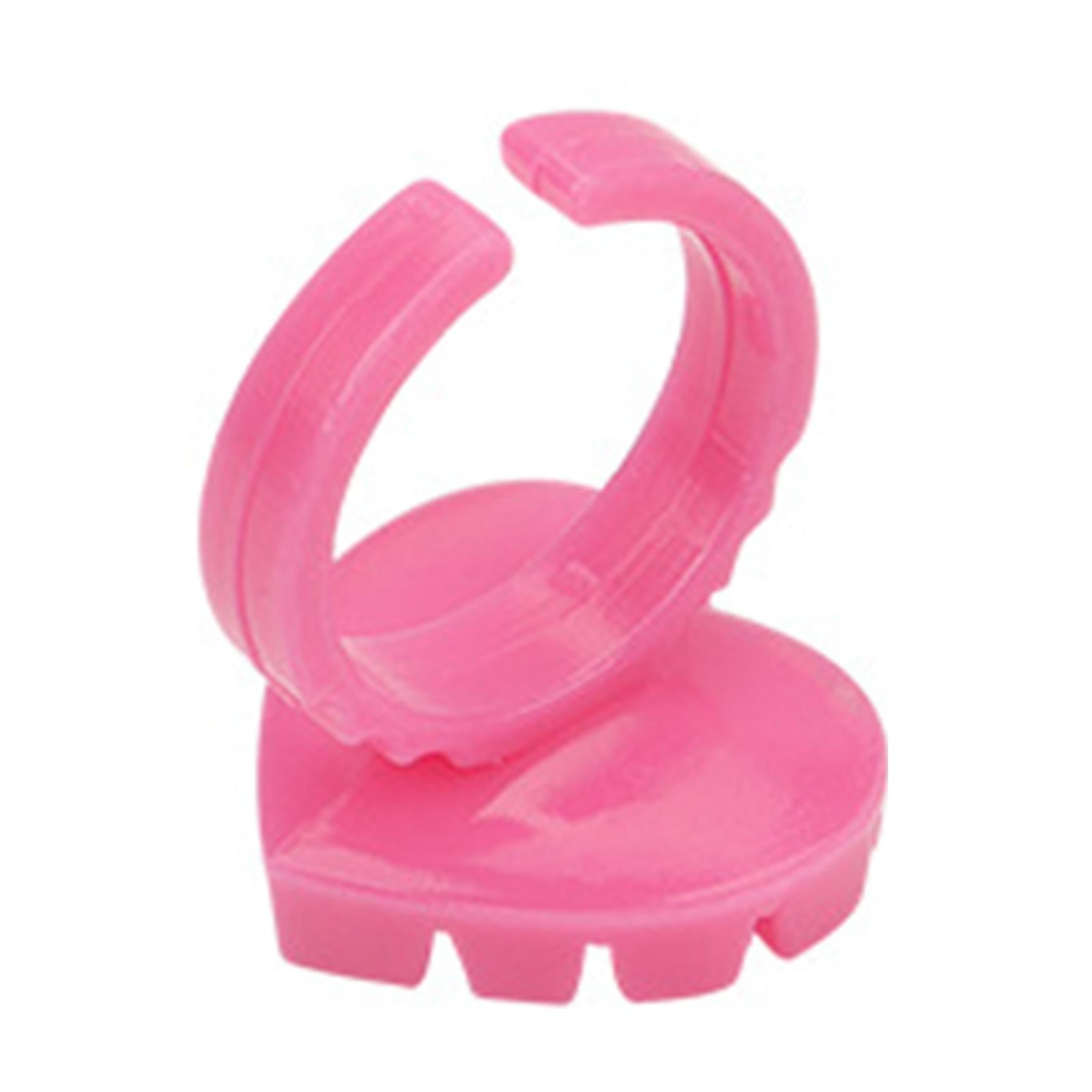 100 Pieces Disposable Glue Rings Grafting Eyelashes for Salon Nail Art Pink