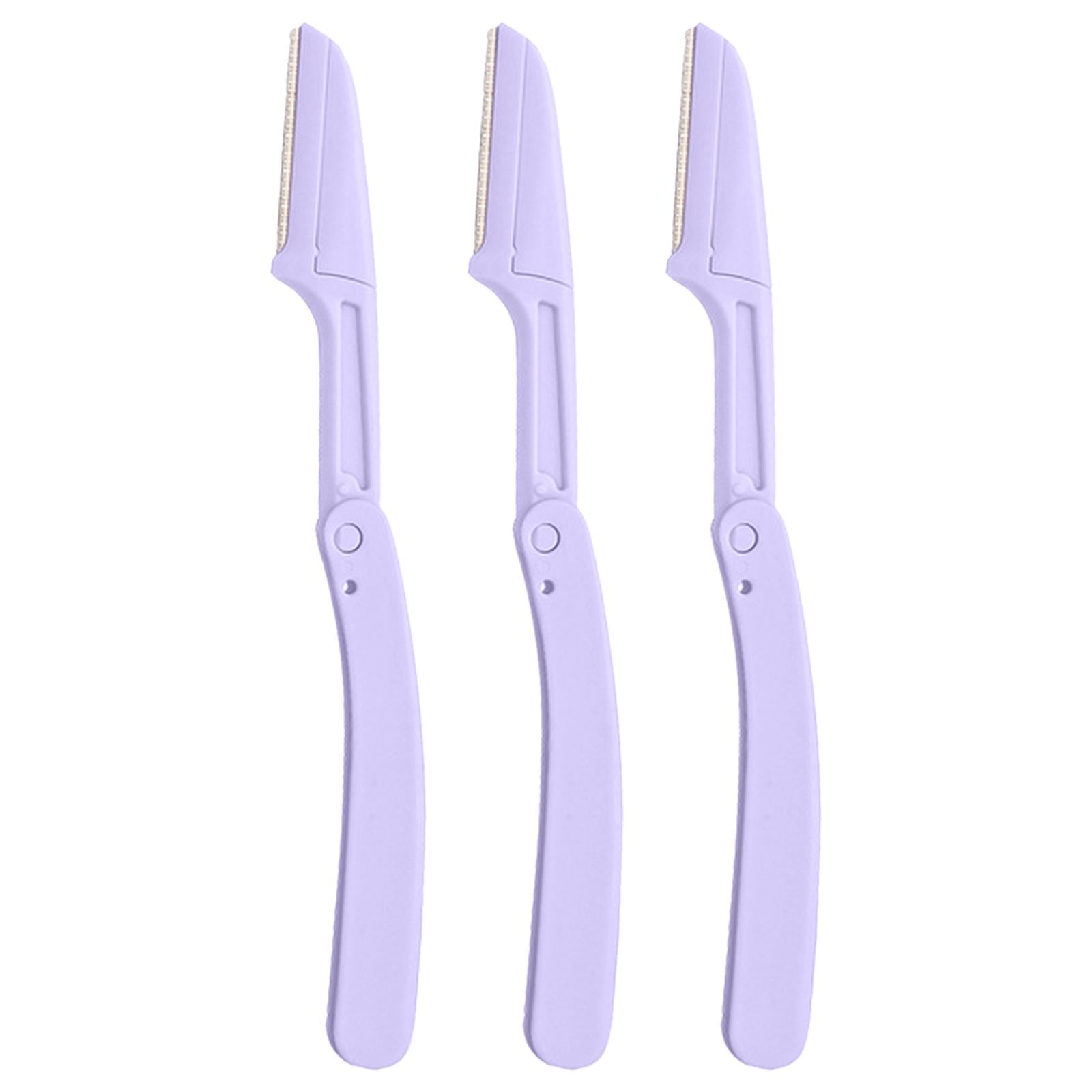 4x3 x Foldable Eyebrow Trimmer Razor Steel Blade Reusable for Men Women Purple