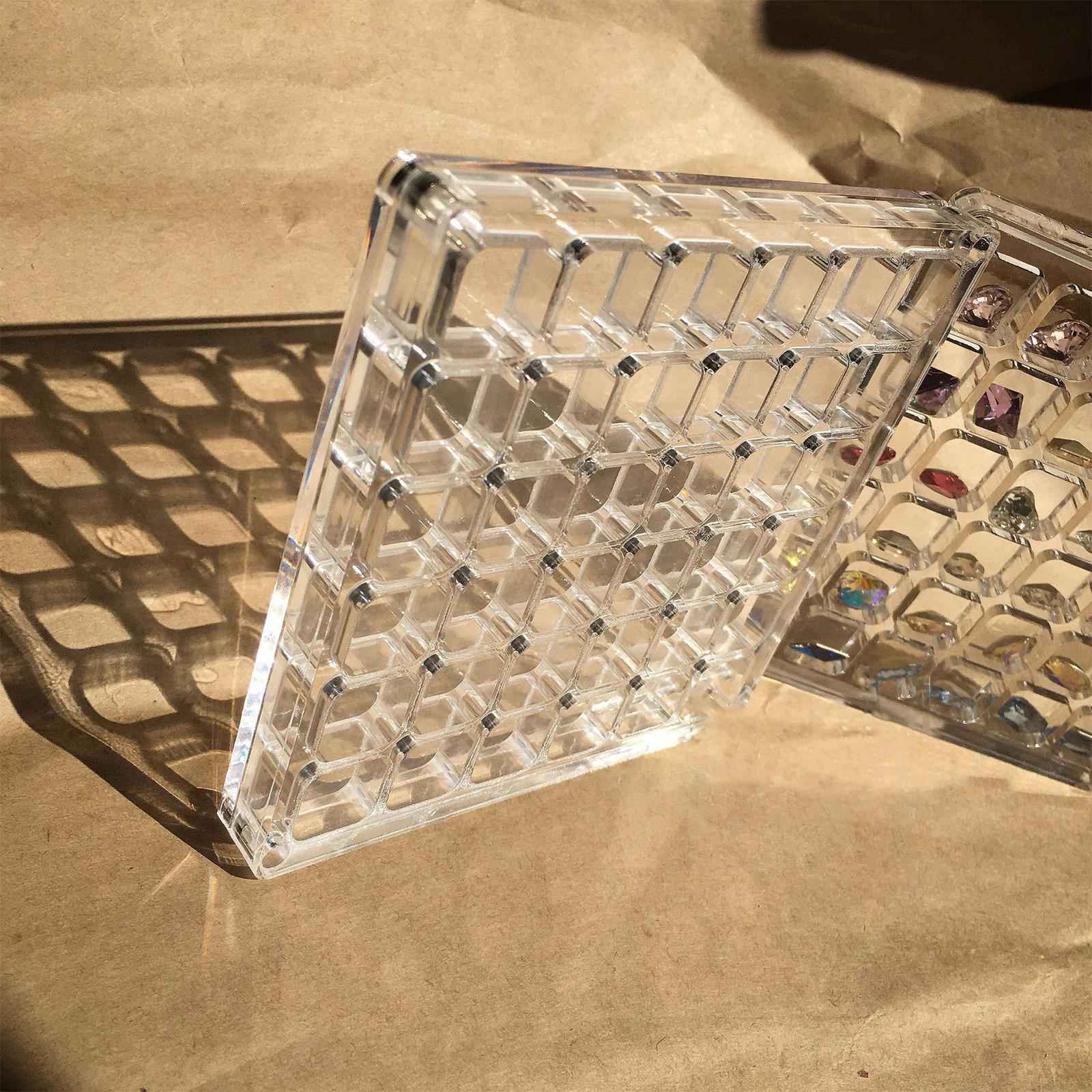 Acrylic Nail Art Transparent Storage Box Moistureproof for Nail Art Bead 72 Grids