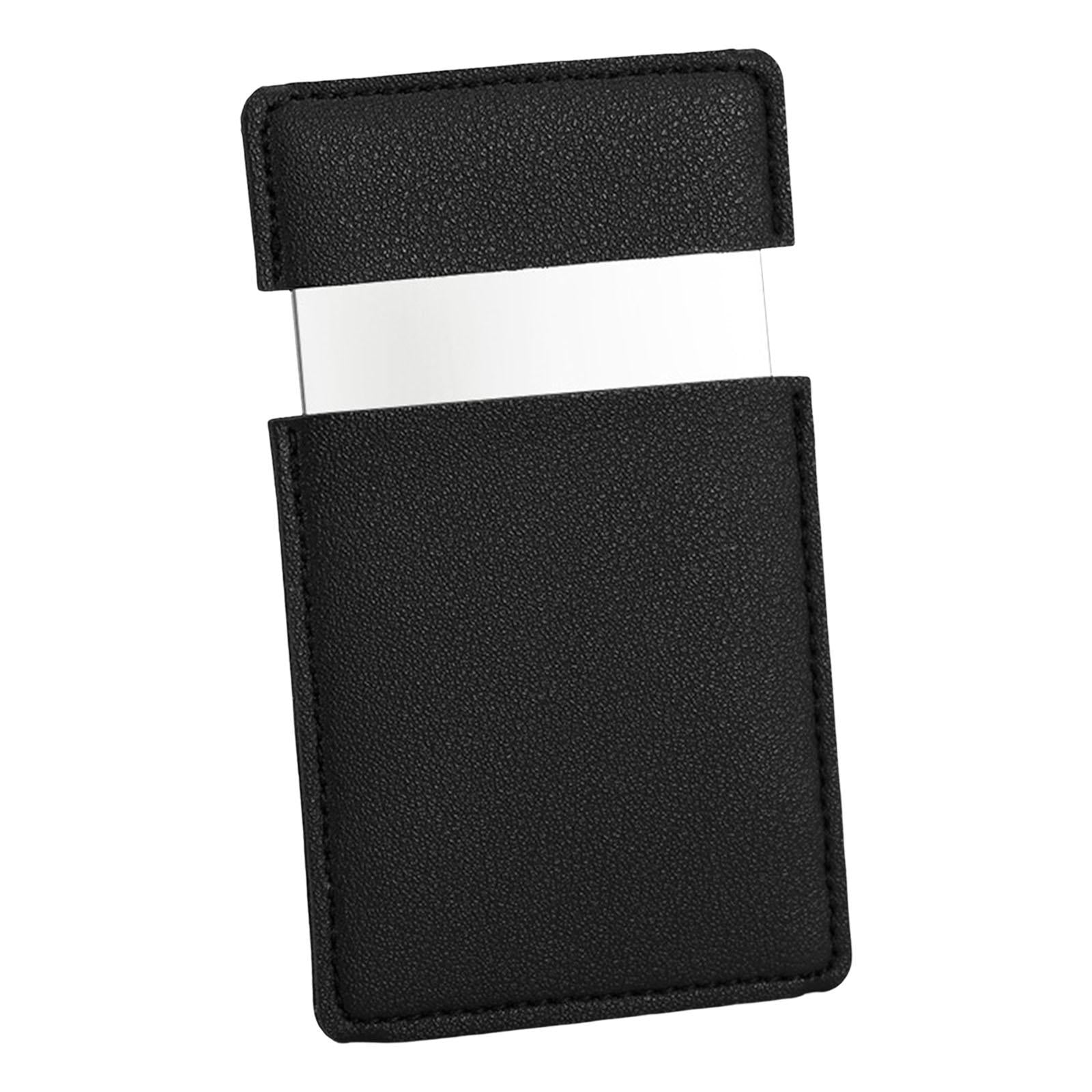 3xSquare Mini Makeup Mirror Travelling Outdoor with PU Leather Cover Black