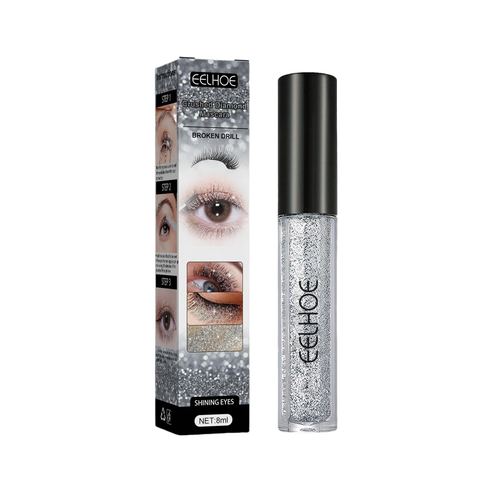 4xSparkling Diamond Glitter Mascara Easy to Remove Waterproof for Parties