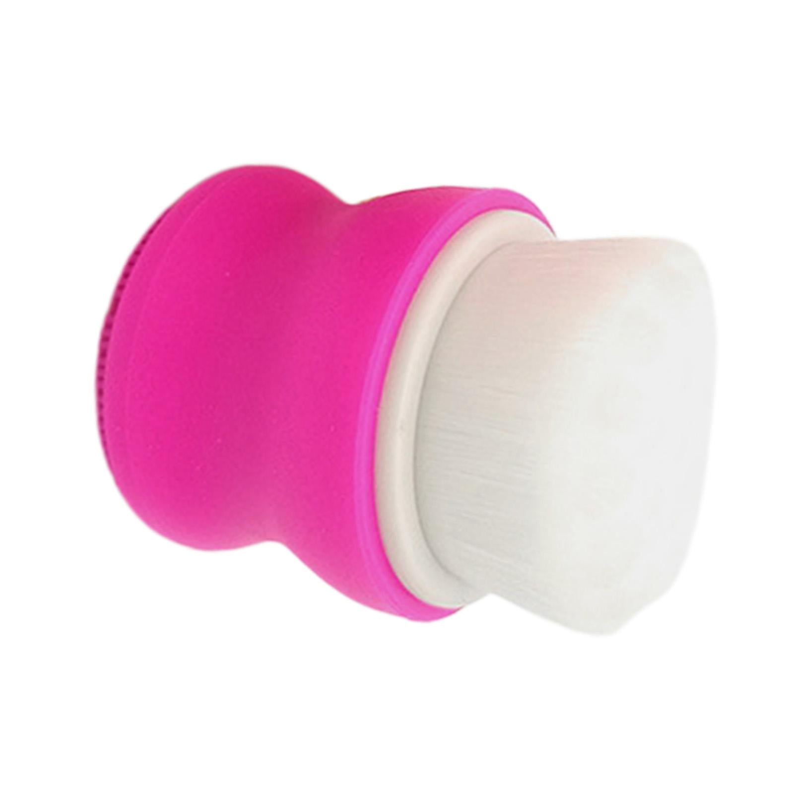4xManual Face Washing Brush Soft Bristle and Exfoliating Silicone Pad Rose Red
