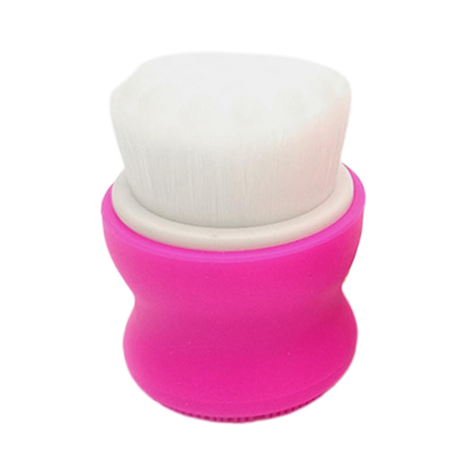 3xManual Face Washing Brush Soft Bristle and Exfoliating Silicone Pad Rose Red