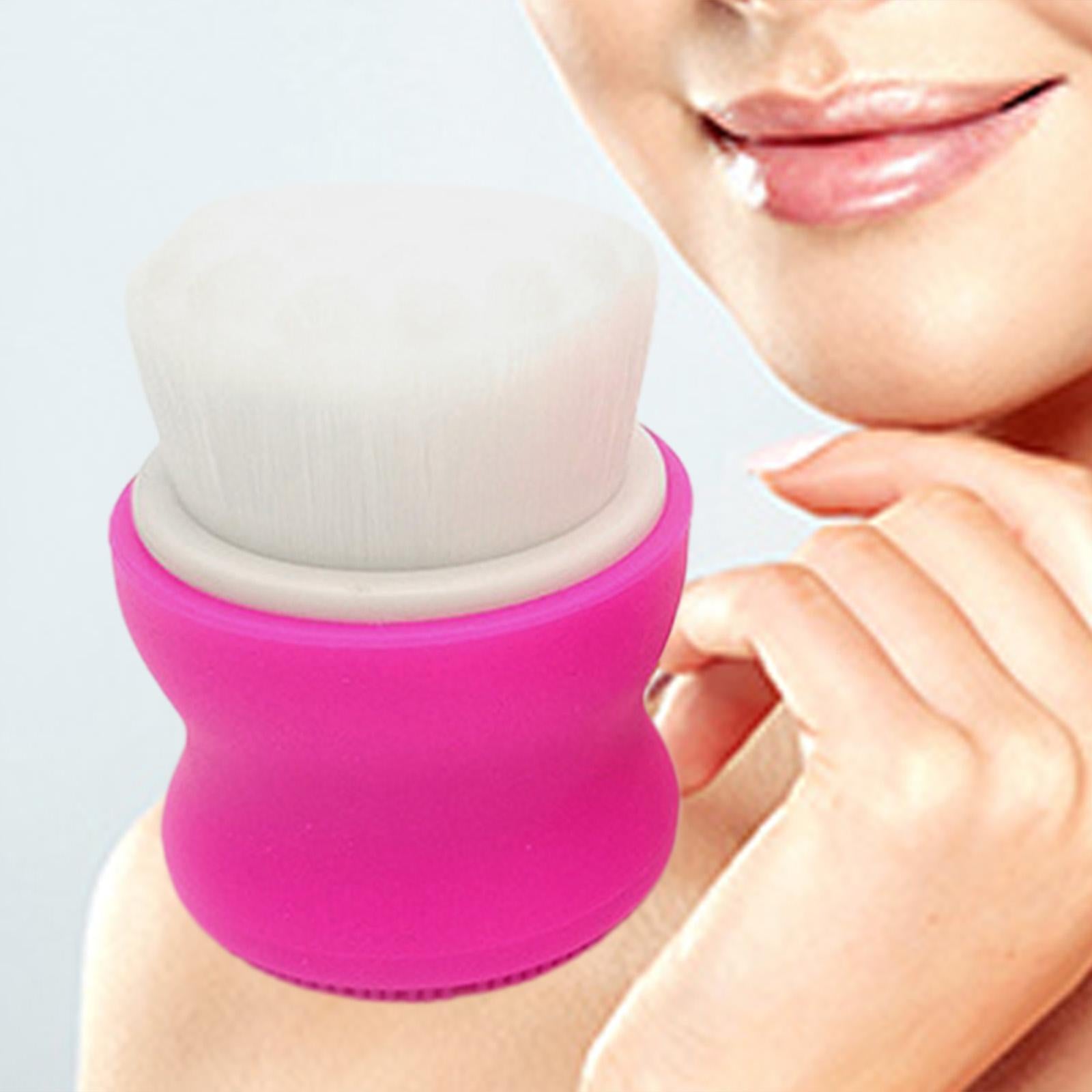 3xManual Face Washing Brush Soft Bristle and Exfoliating Silicone Pad Rose Red