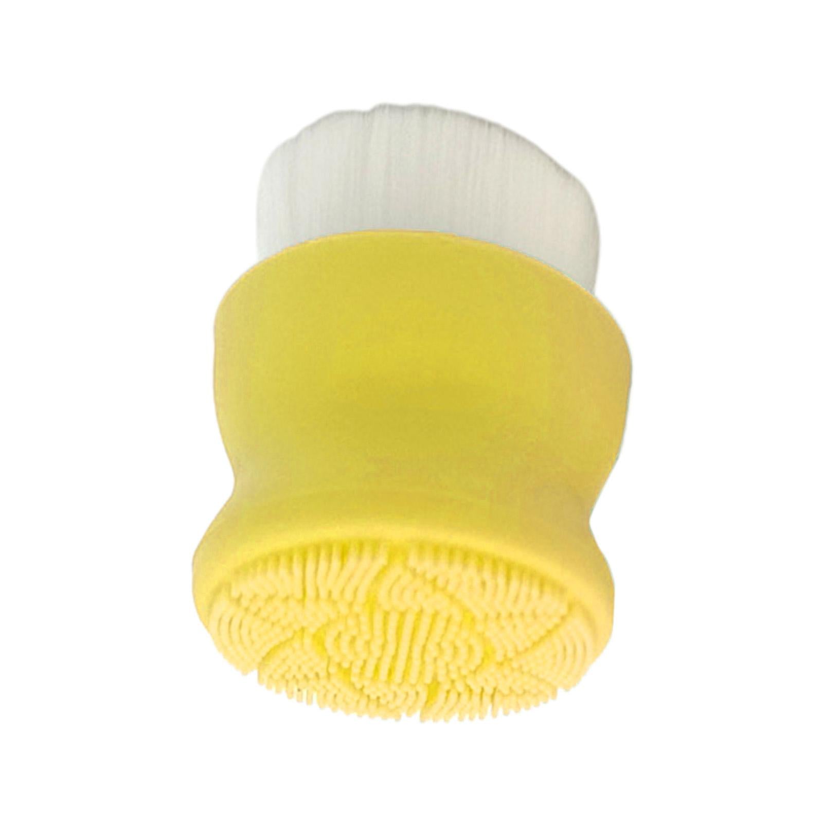 2xManual Face Washing Brush Soft Bristle and Exfoliating Silicone Pad Yellow