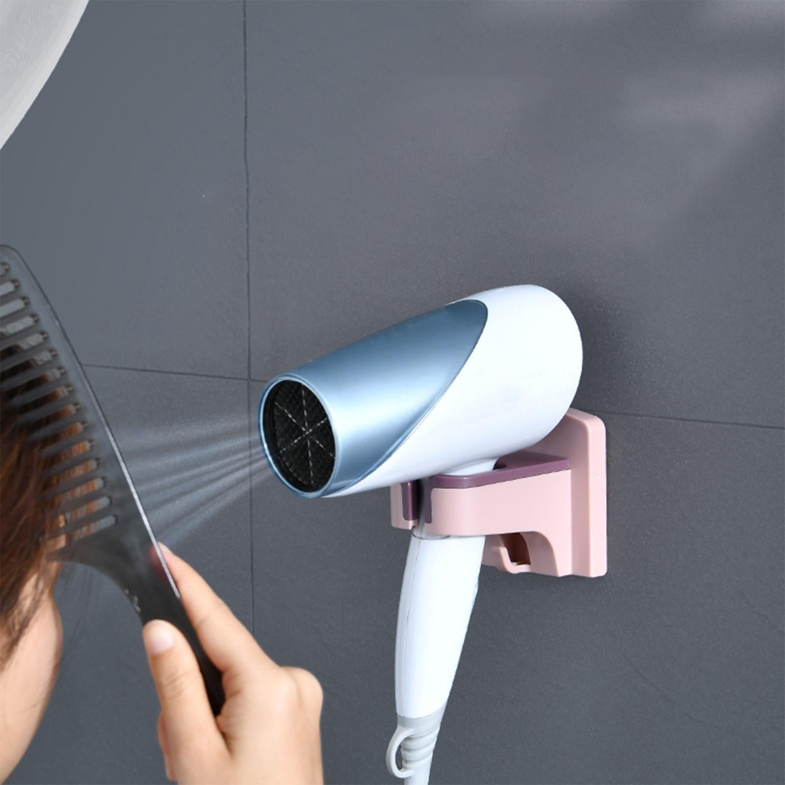 4xHair Dryer Holder Self Adhesive Storage for Bedroom Bathroom White