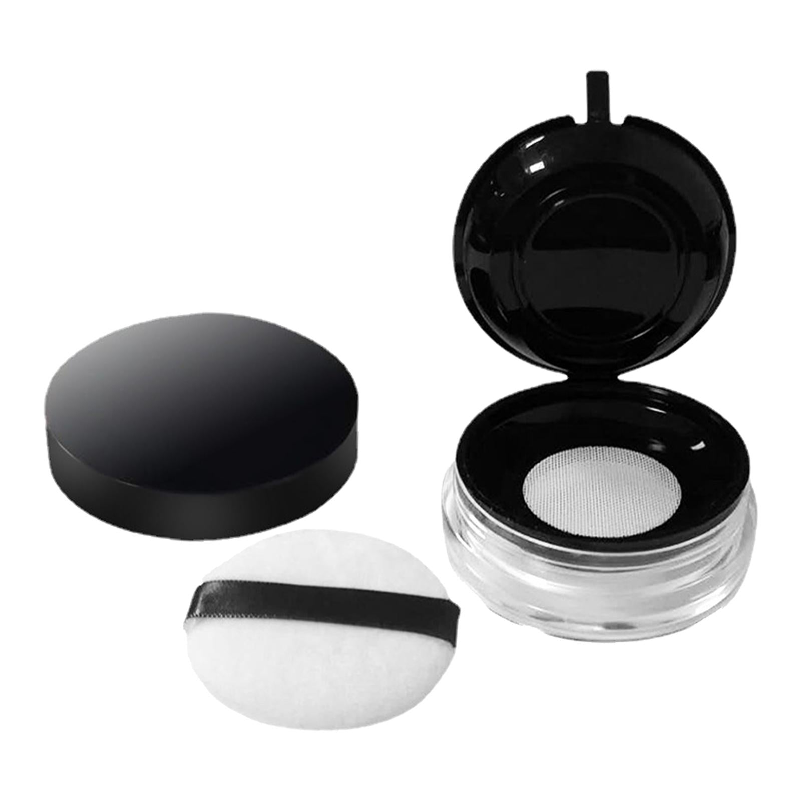 2 Count Empty Makeup Powder Container with Elasticated Net Sifter Plastic