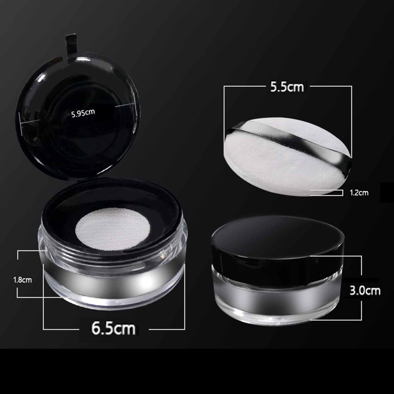 2 Count Empty Makeup Powder Container with Elasticated Net Sifter Plastic