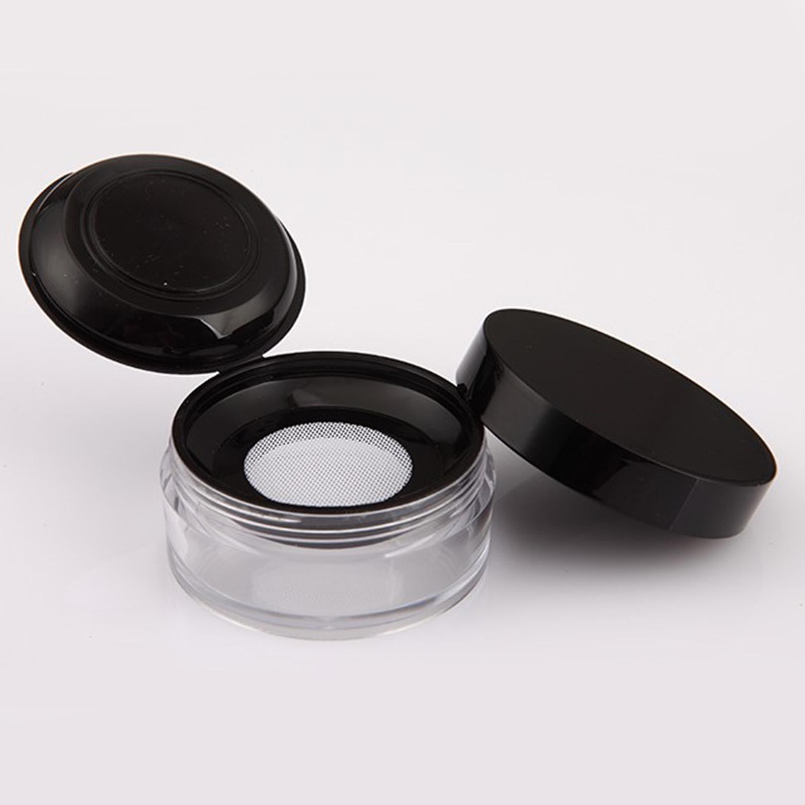 2 Count Empty Makeup Powder Container with Elasticated Net Sifter Plastic