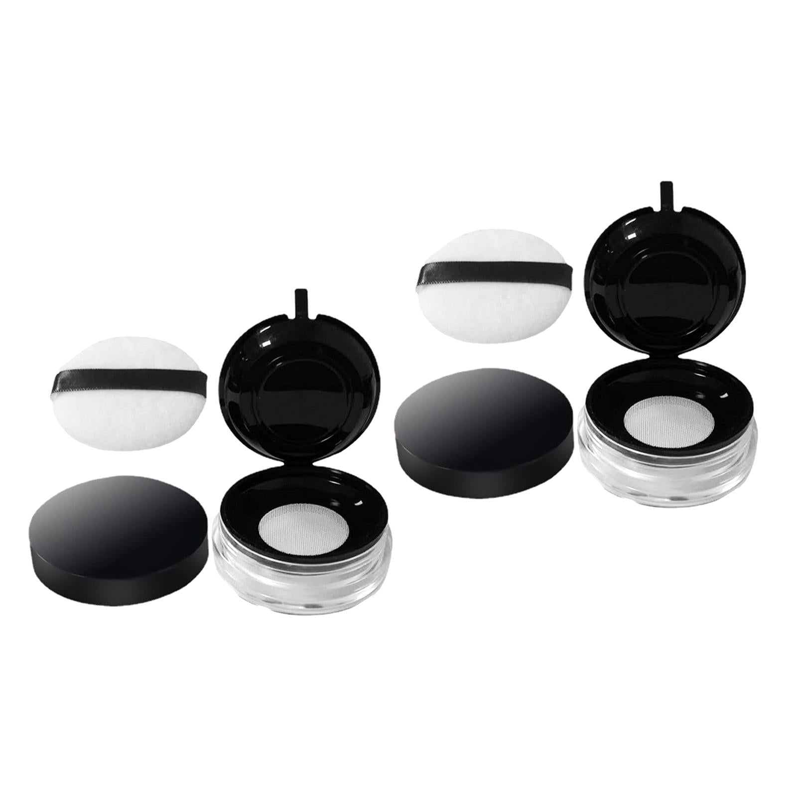 2 Count Empty Makeup Powder Container with Elasticated Net Sifter Plastic