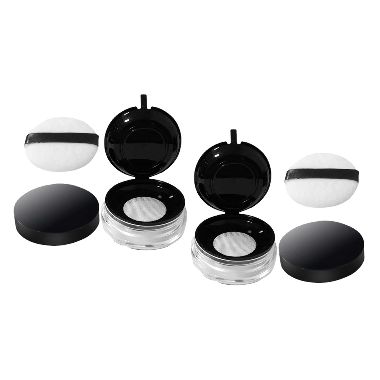 2 Count Empty Makeup Powder Container with Elasticated Net Sifter Plastic